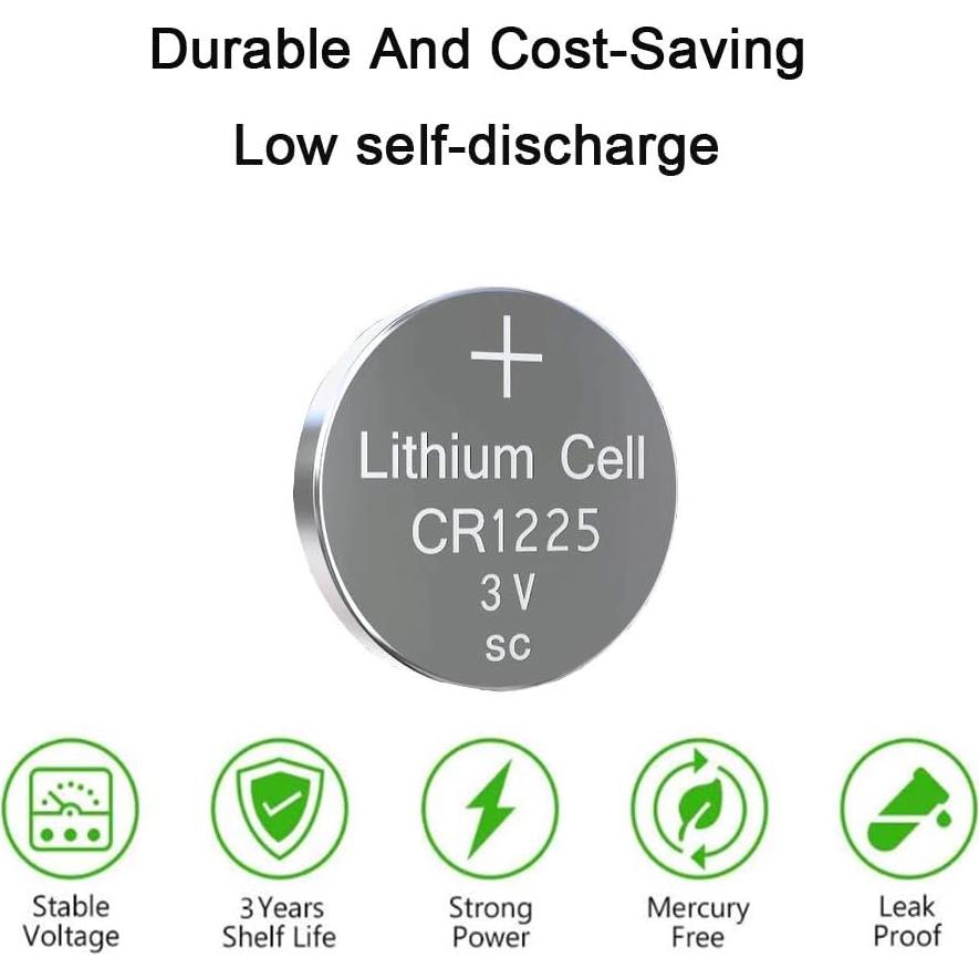 Baterías de Litio SKOANBE CR1225 3V - Paquete de 12 Unidades