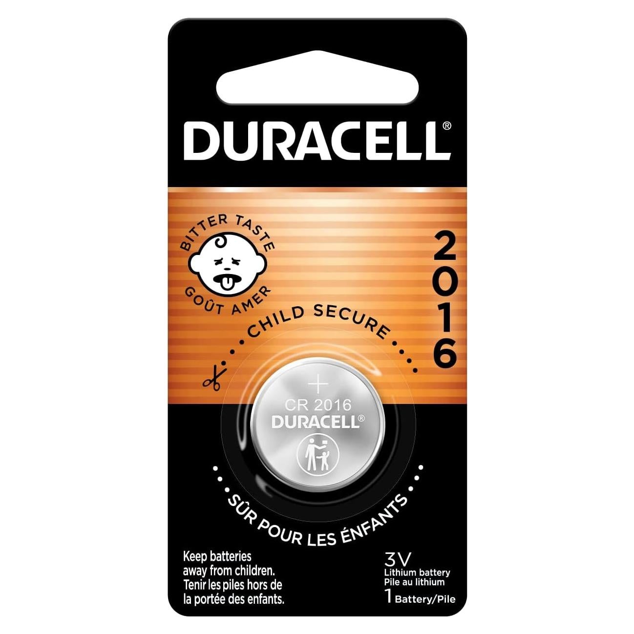 Batería de Moneda Duracell 2016 3V - Larga Duración - 1 Unidad