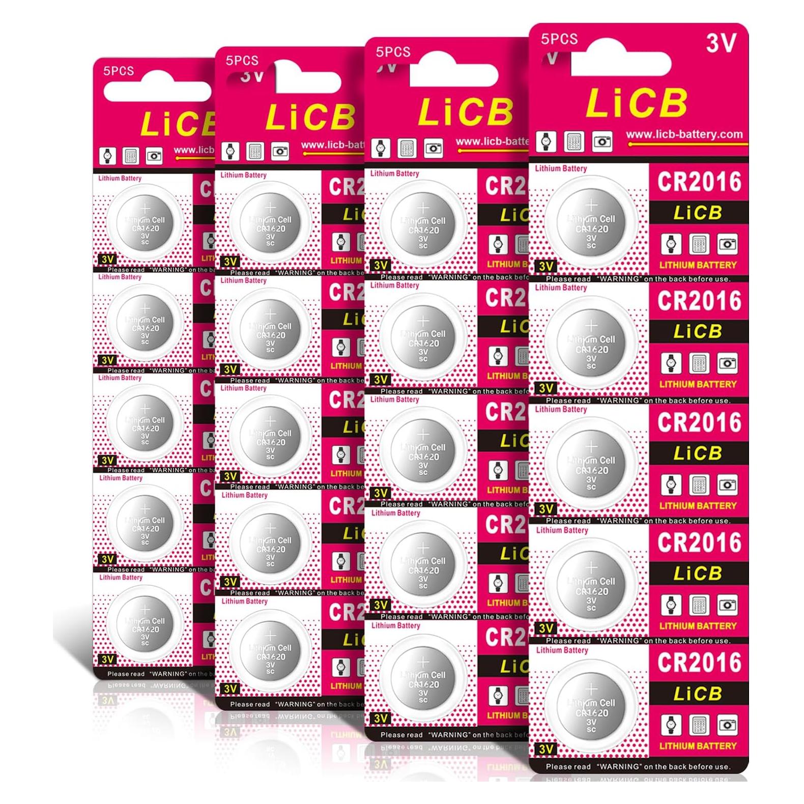 Baterías de Litio CR2016 LiCB - Paquete de 20 Unidades