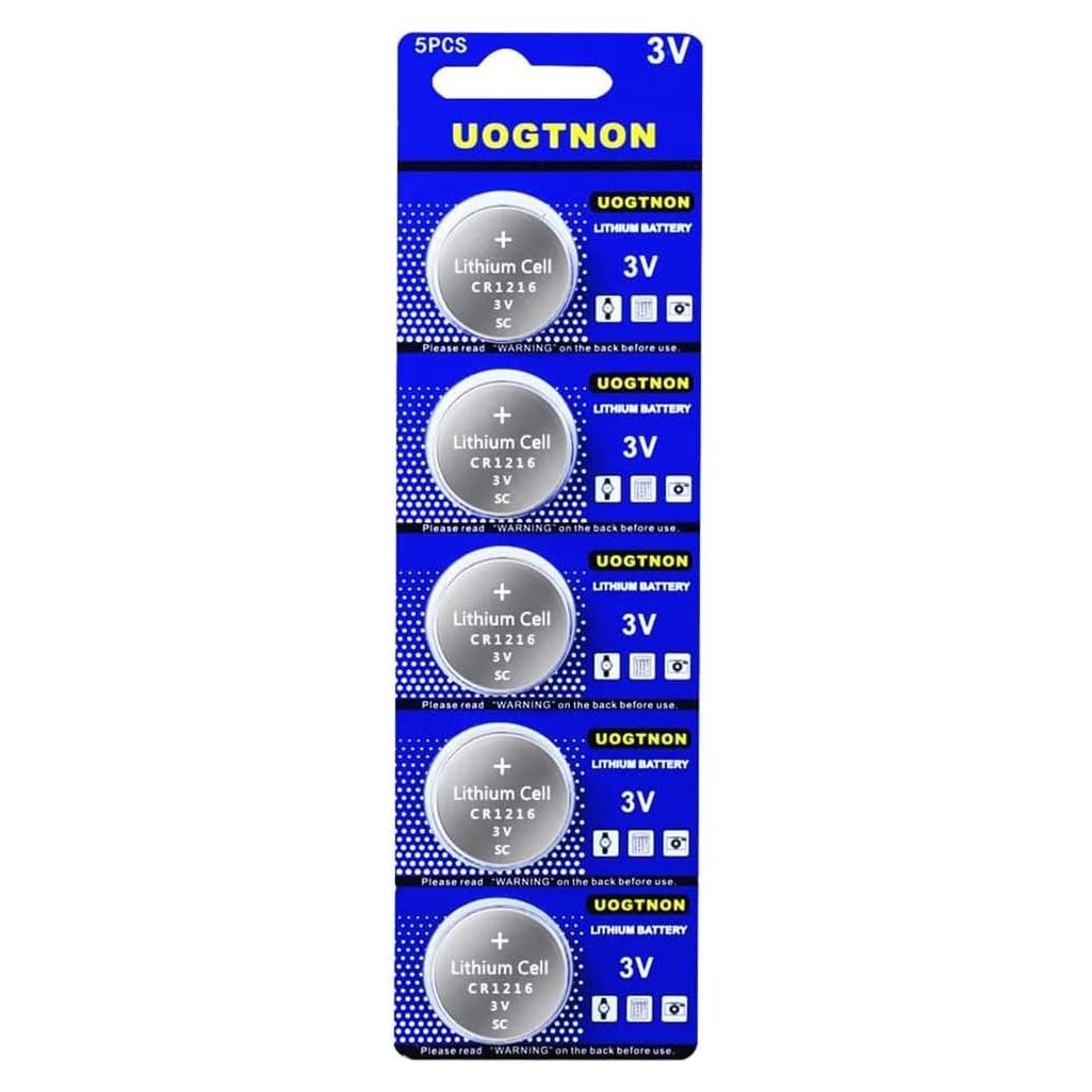 Batería de Litio CR1216 UOGTNON 3V Paquete de 5 Piezas