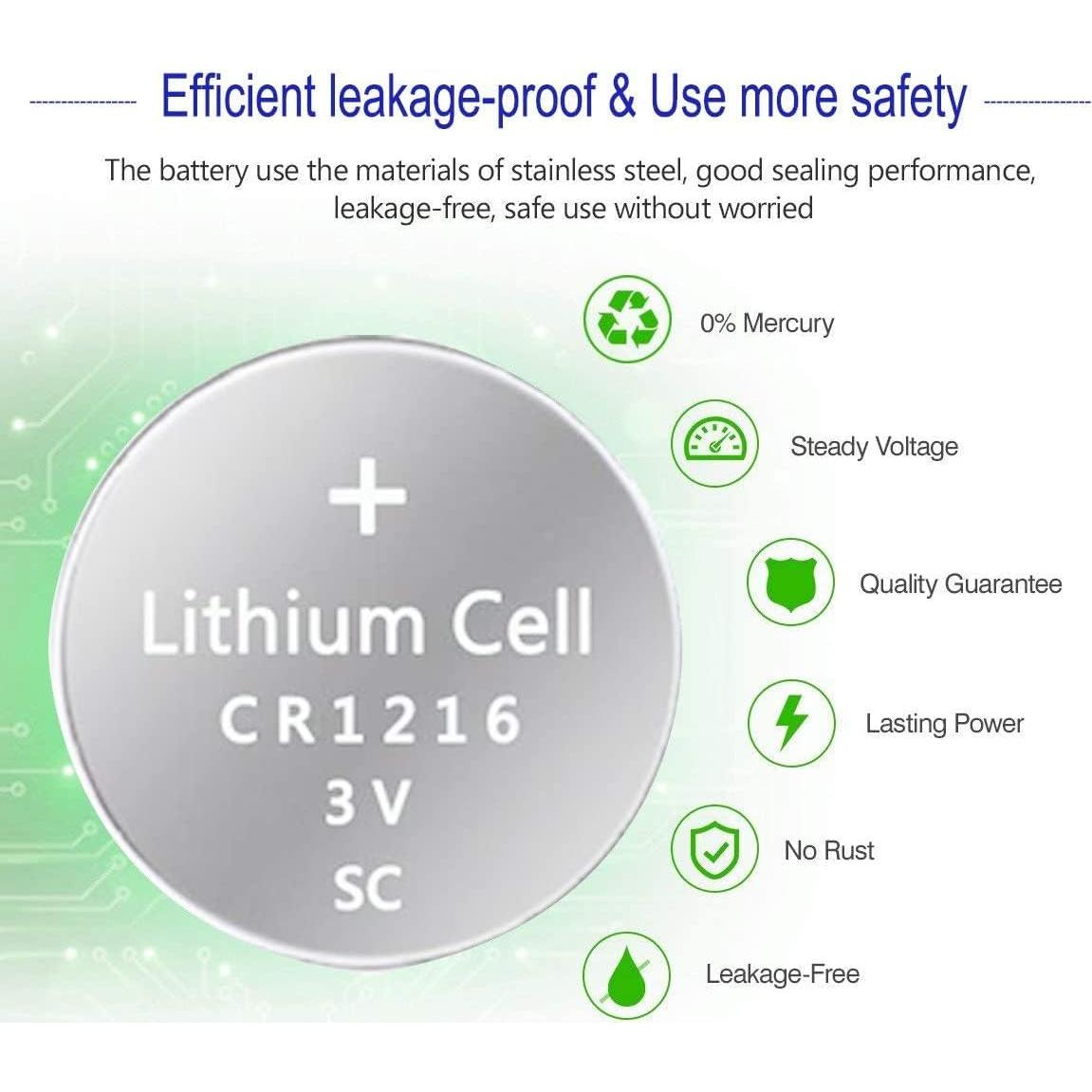 Batería de Litio CR1216 UOGTNON 3V Paquete de 5 Piezas