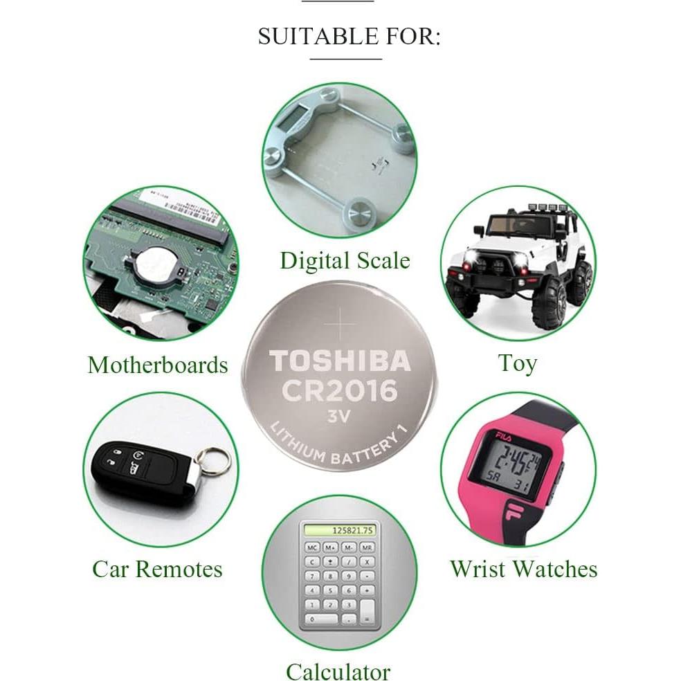 Batería de Moneda de Litio Toshiba CR2016 3V Paquete de 5