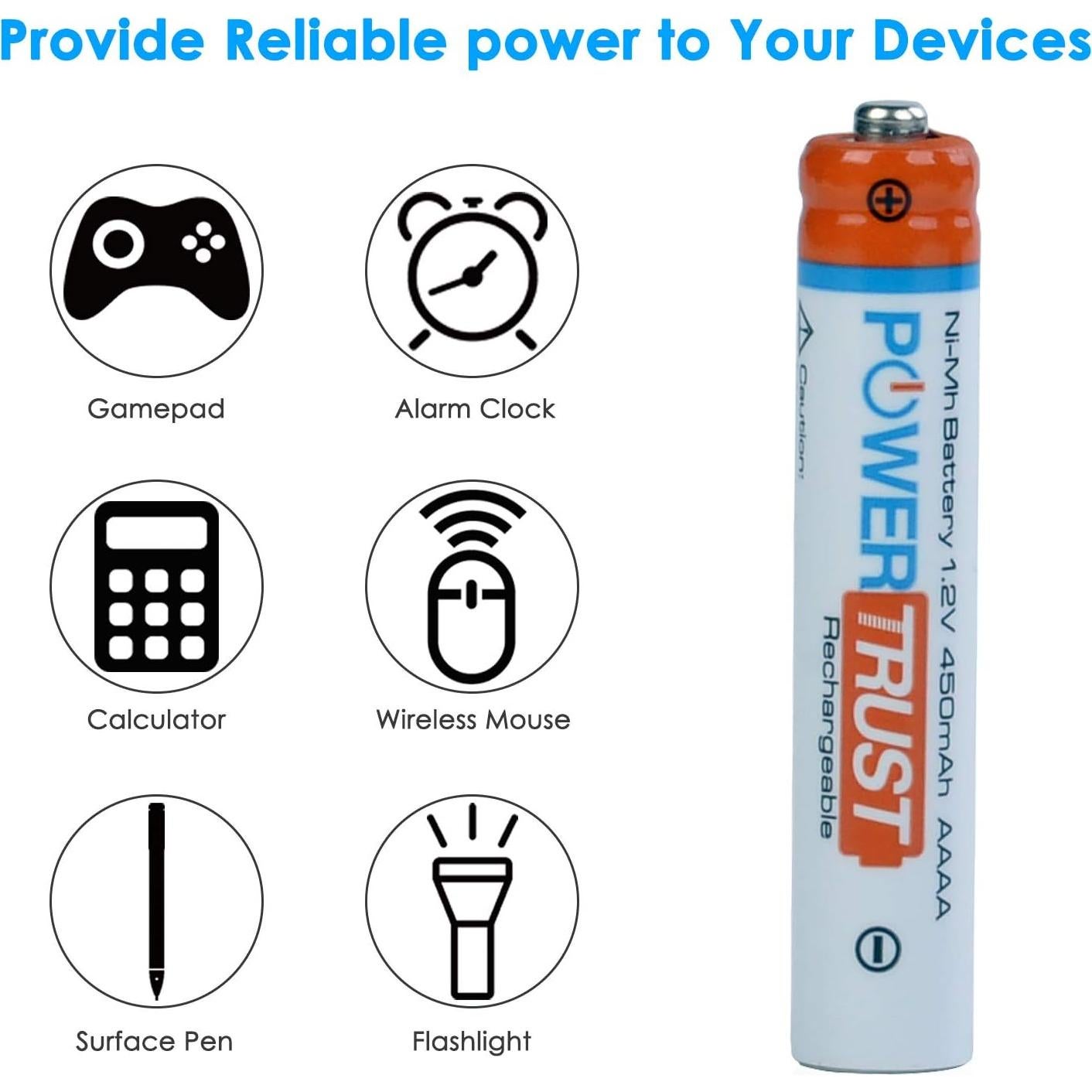 Pack 2 Baterías Recargables AAAA PowerTrust + Cargador LED