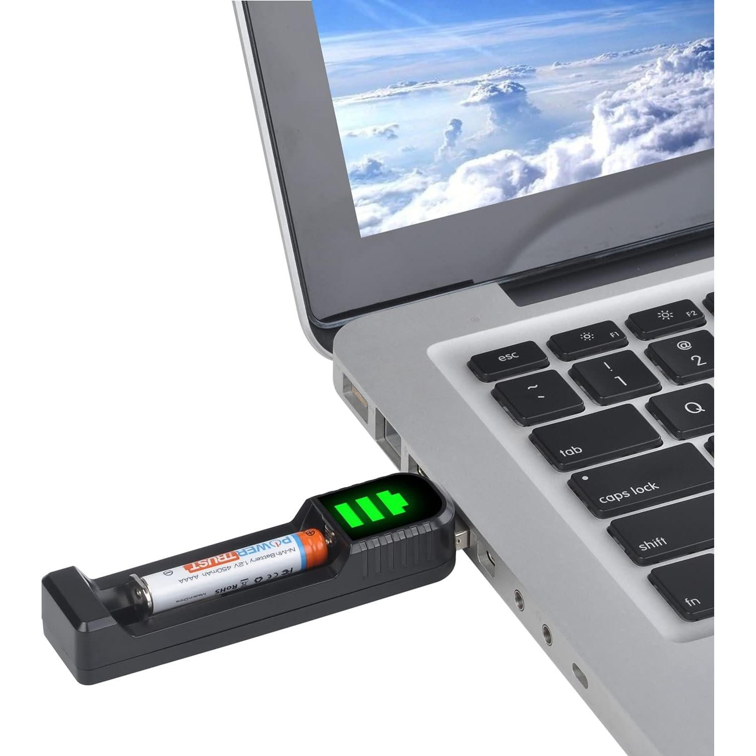 Pack 2 Baterías Recargables AAAA PowerTrust + Cargador LED