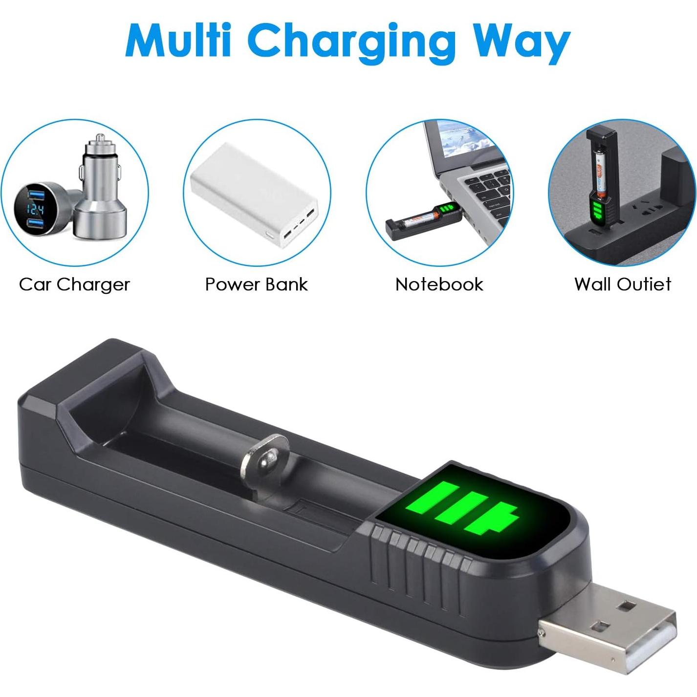 Pack 2 Baterías Recargables AAAA PowerTrust + Cargador LED