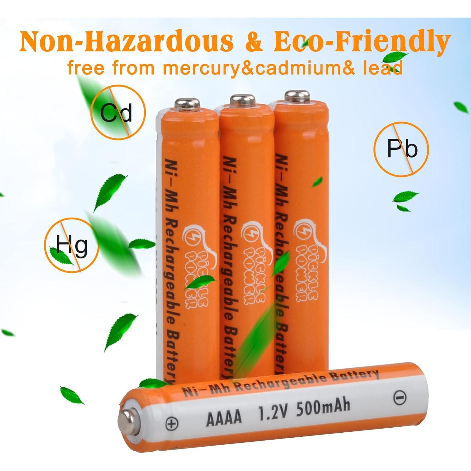 Baterías AAAA Recargables Pickle Power 500mAh + Cargador LCD