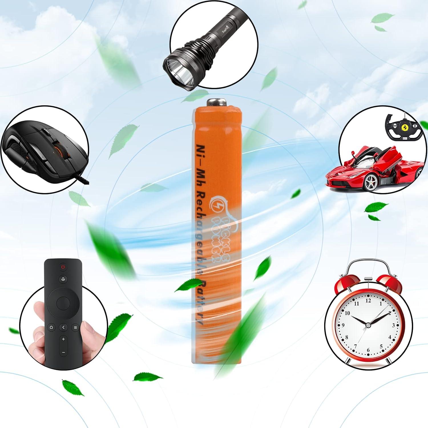 Baterías AAAA Recargables Pickle Power 500mAh + Cargador LCD