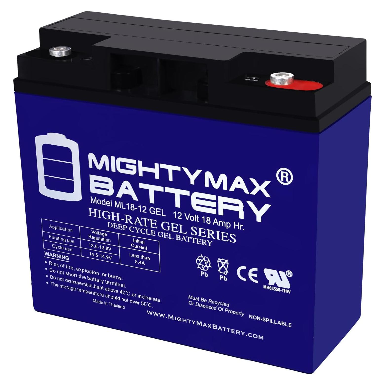Batería GEL 12V 18AH Mighty Max ML18-12GEL para Jump n Carry