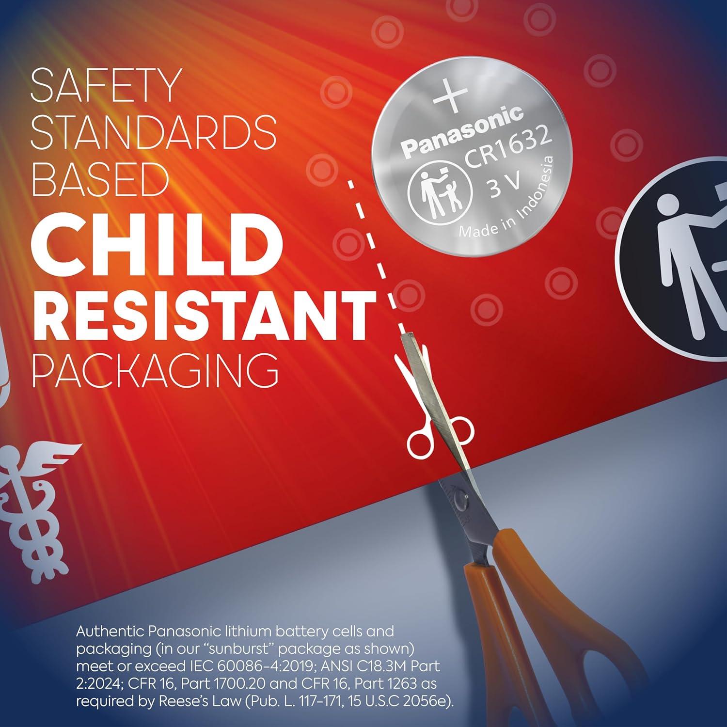 Baterías de botón de litio Panasonic CR1632 3V - Paquete de 4