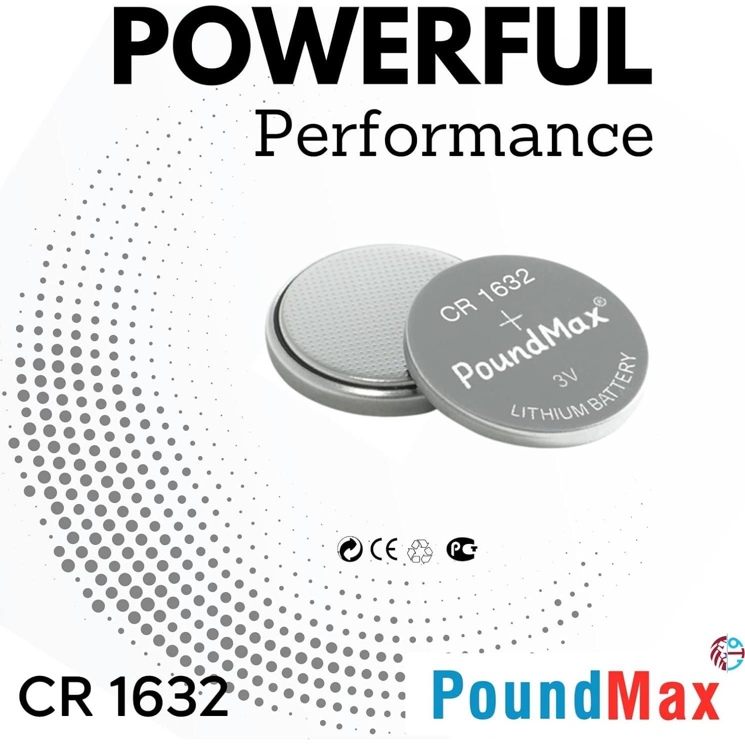 Baterías de Litio 3V PoundMax CR1632 - Paquete de 5 Unidades