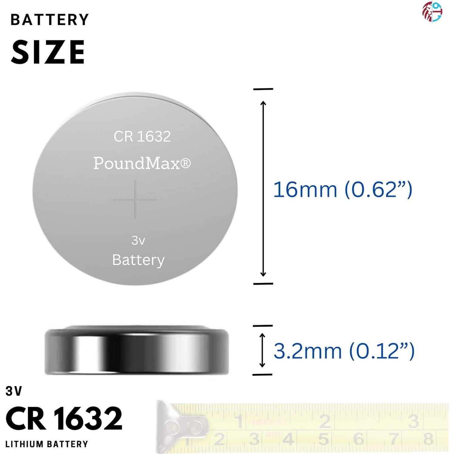 Baterías de Litio 3V PoundMax CR1632 - Paquete de 5 Unidades