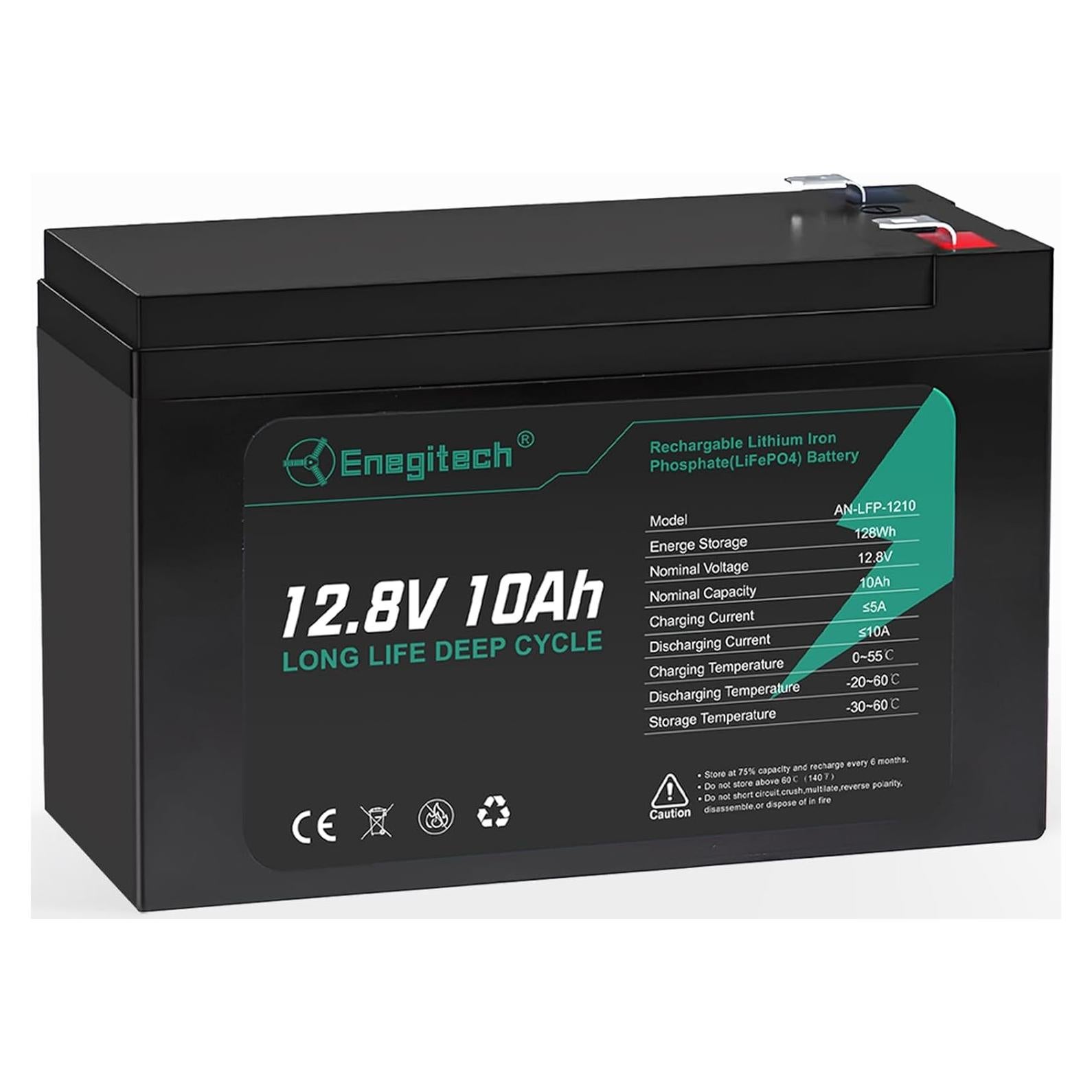 Batería LiFePO4 12V 10Ah Enegitech - 2000 Ciclos Profundos