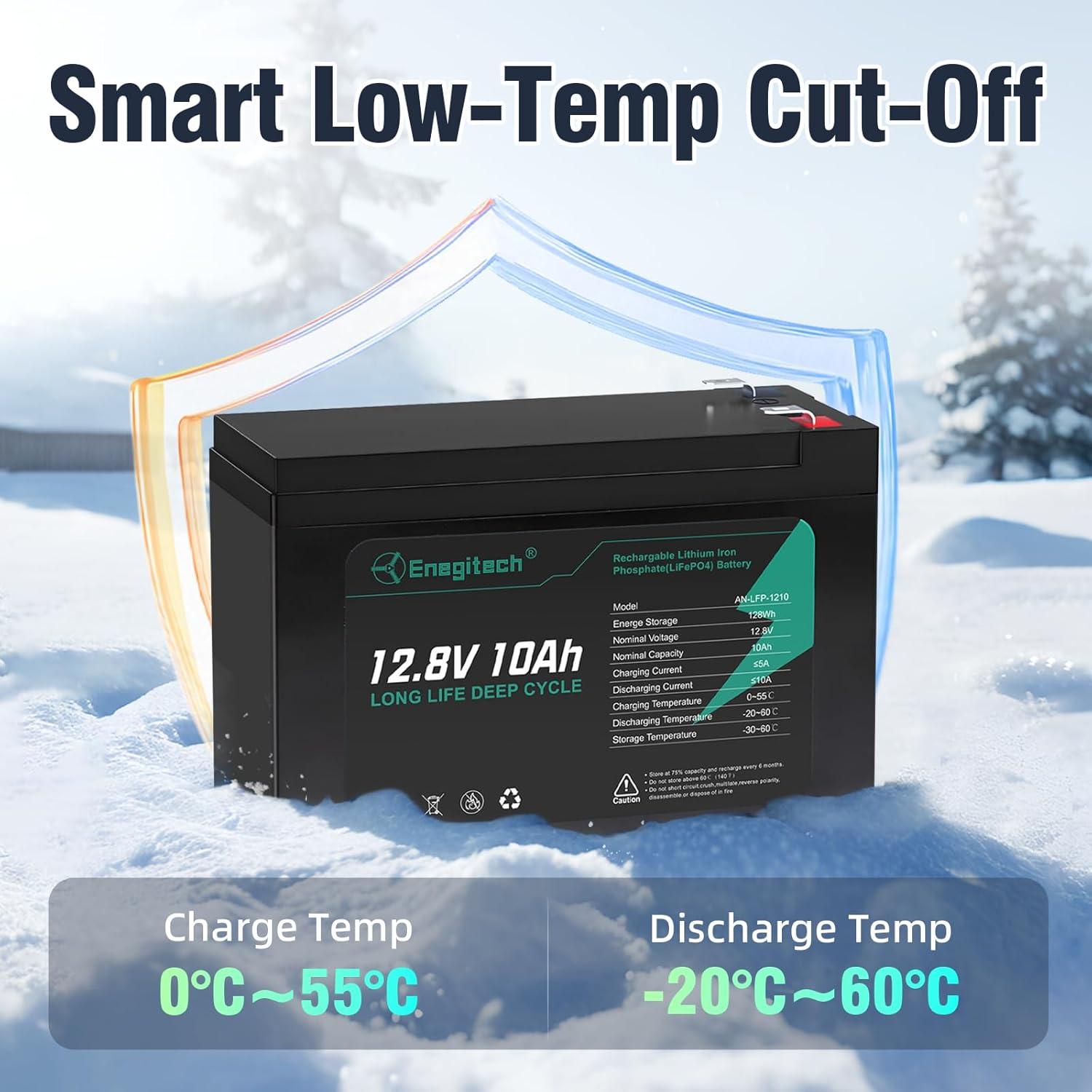 Batería LiFePO4 12V 10Ah Enegitech - 2000 Ciclos Profundos