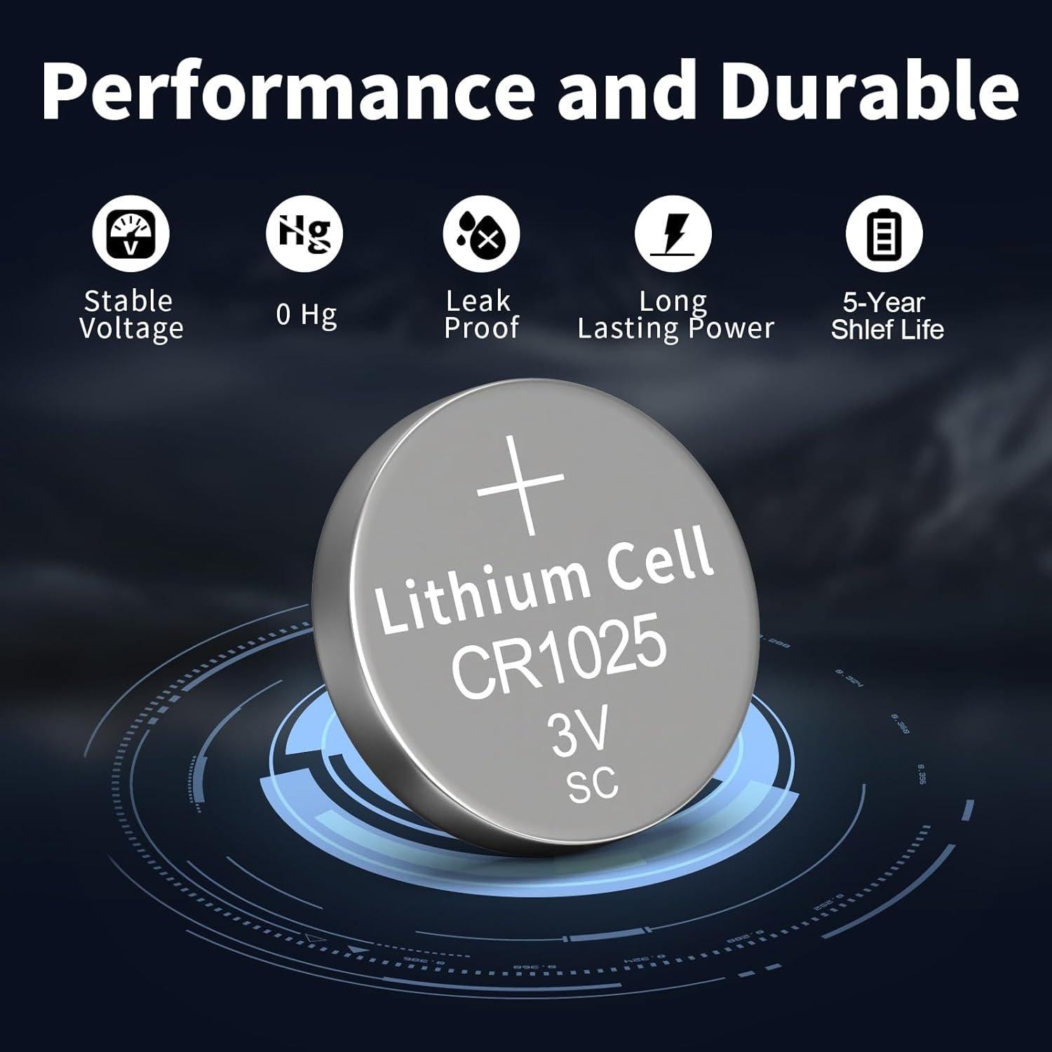 Paquete de 5 Baterías de Litio CR1025 3V PKCELL