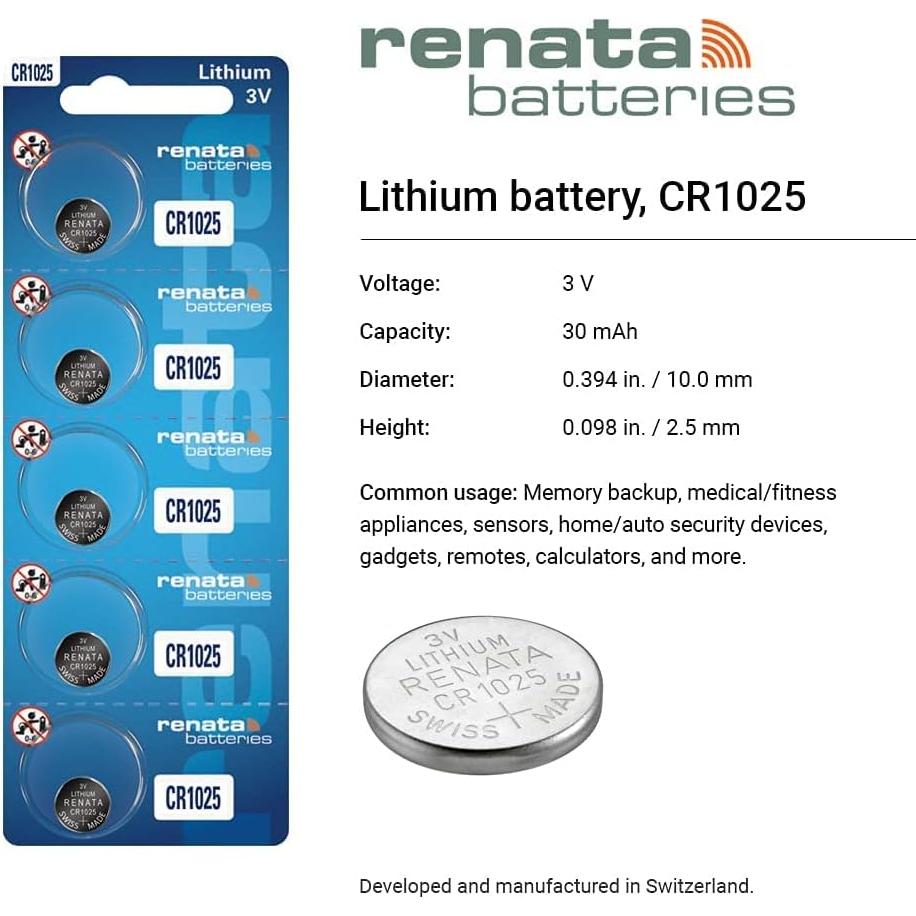 Batería de Litio Renata CR1025 3V Moneda 1 Paquete