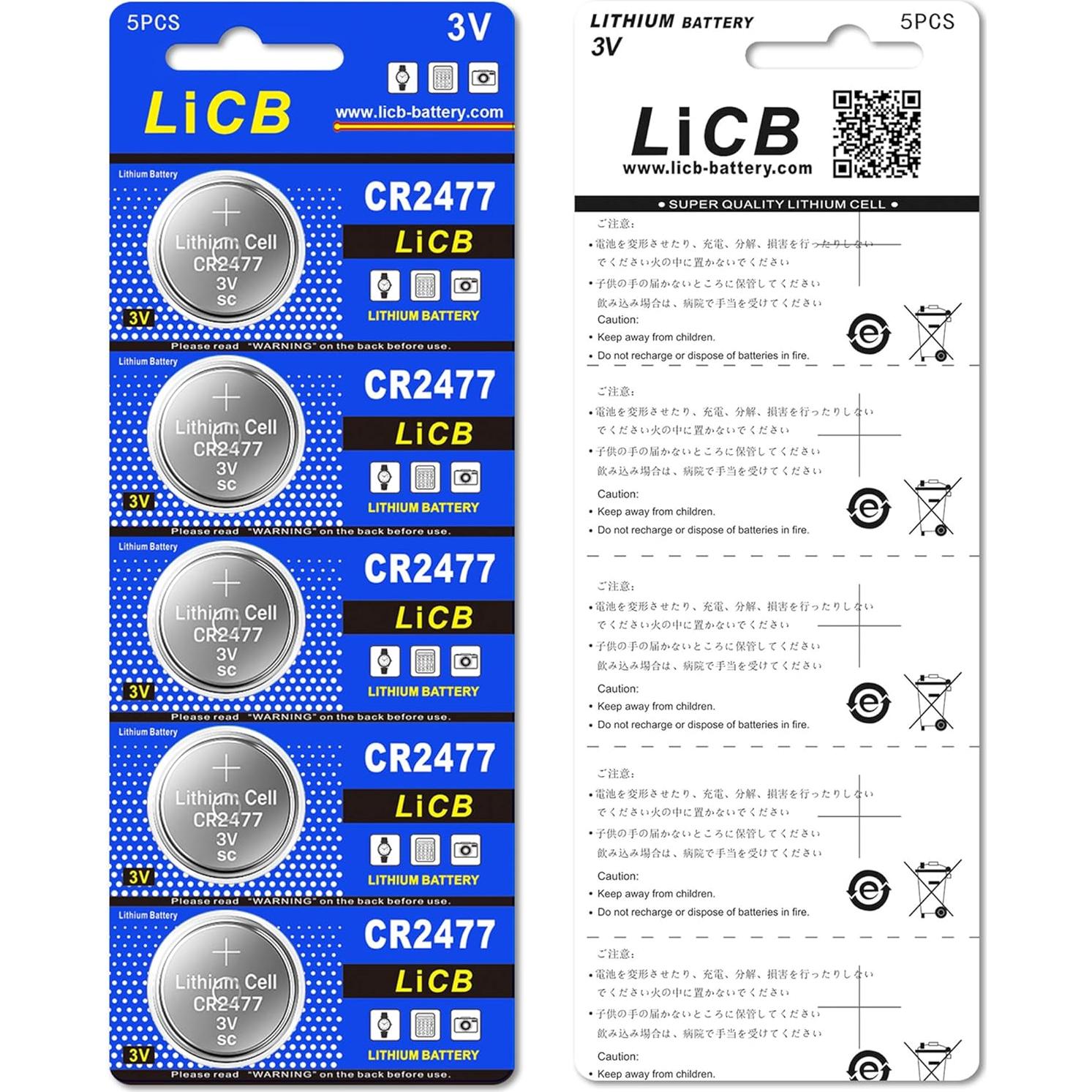 Baterías de Litio LiCB CR2477 3V - Paquete de 10 Unidades