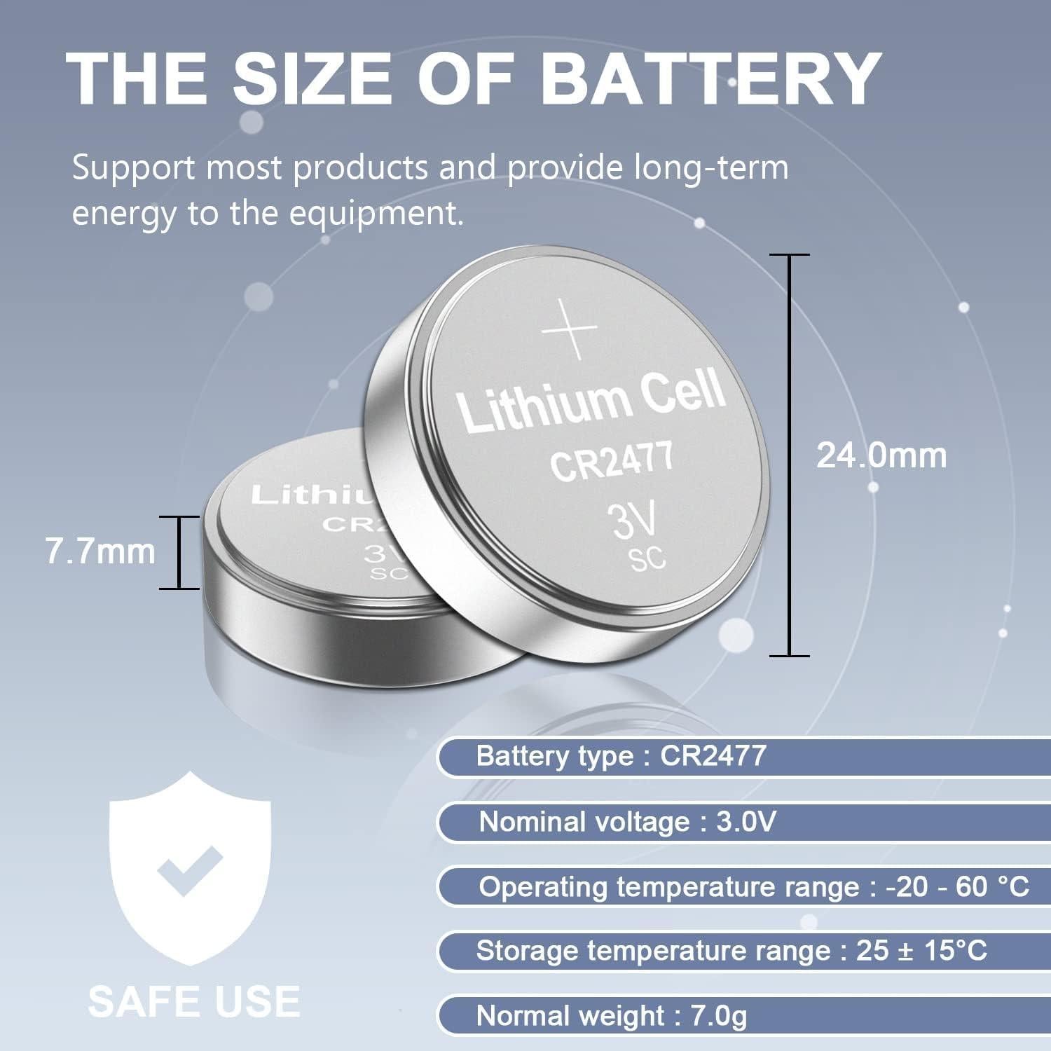 Paquete de 10 Baterías de Litio CR2477 3V PKCELL