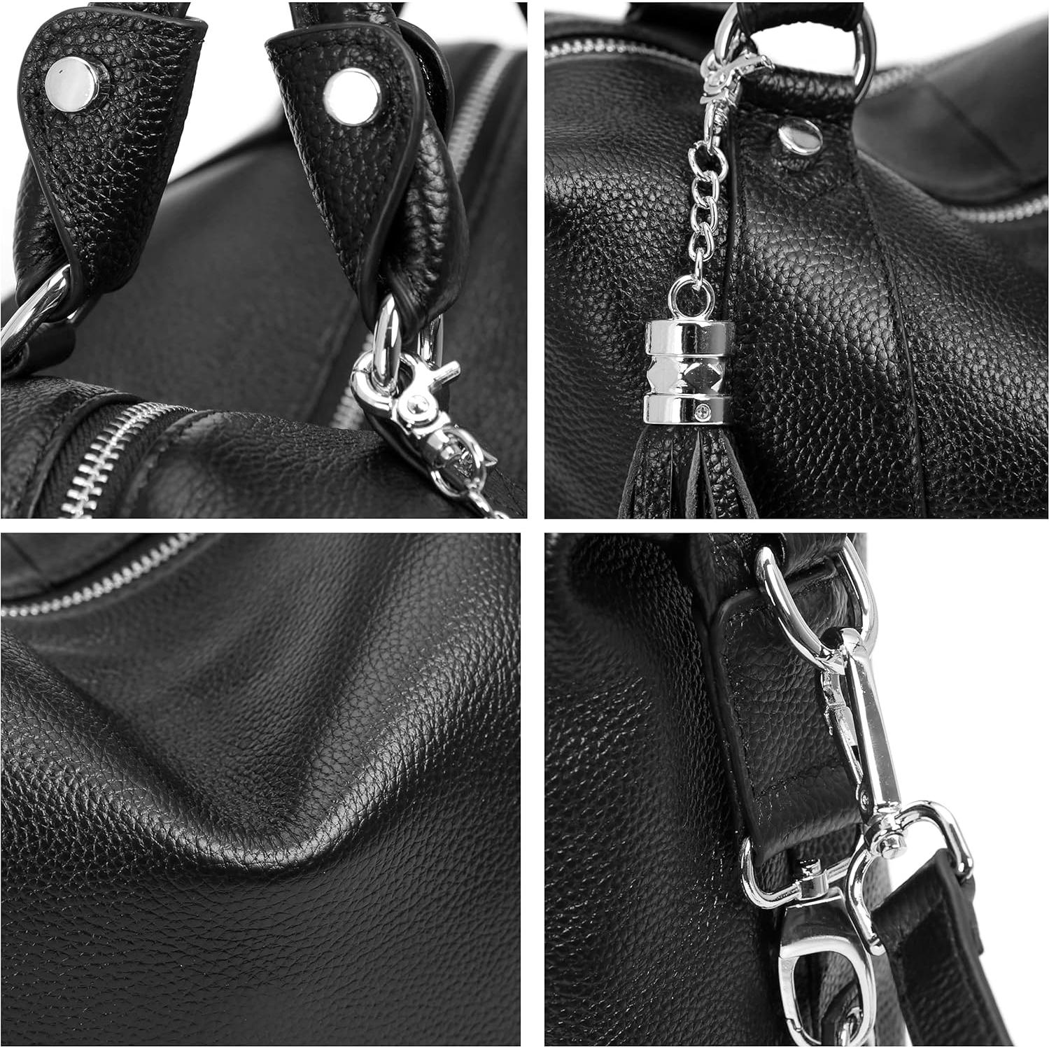 Bolso de Cuero HESHE para Mujer, Tote Negro, 31.7x20.8 cm