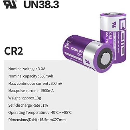 Baterías CR2 EEMB Paquete de 4 Baterías Litio 3V 850mAh