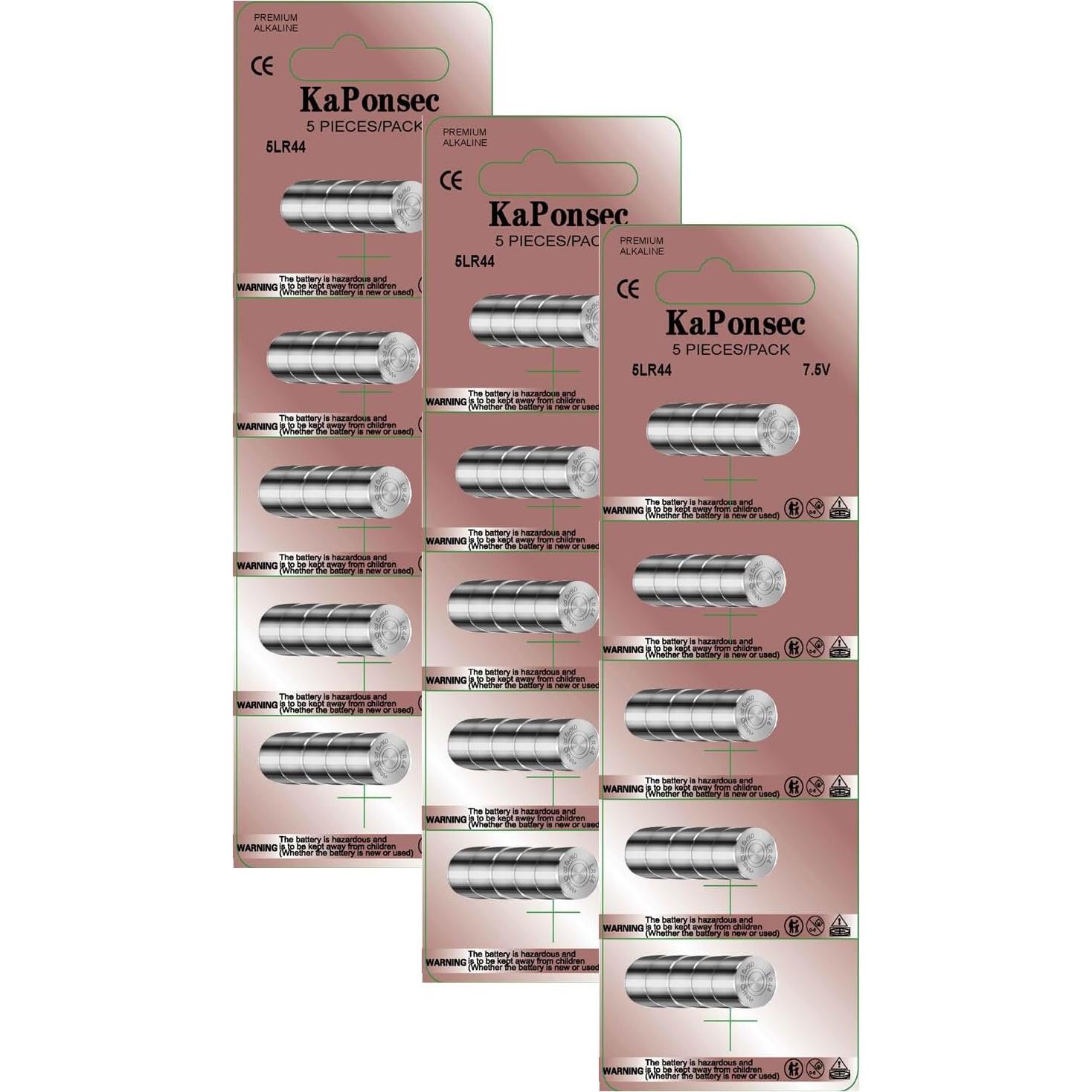 Paquete de 15 Baterías 7.5V 5LR44 KAPONSEC para Collares de Perro