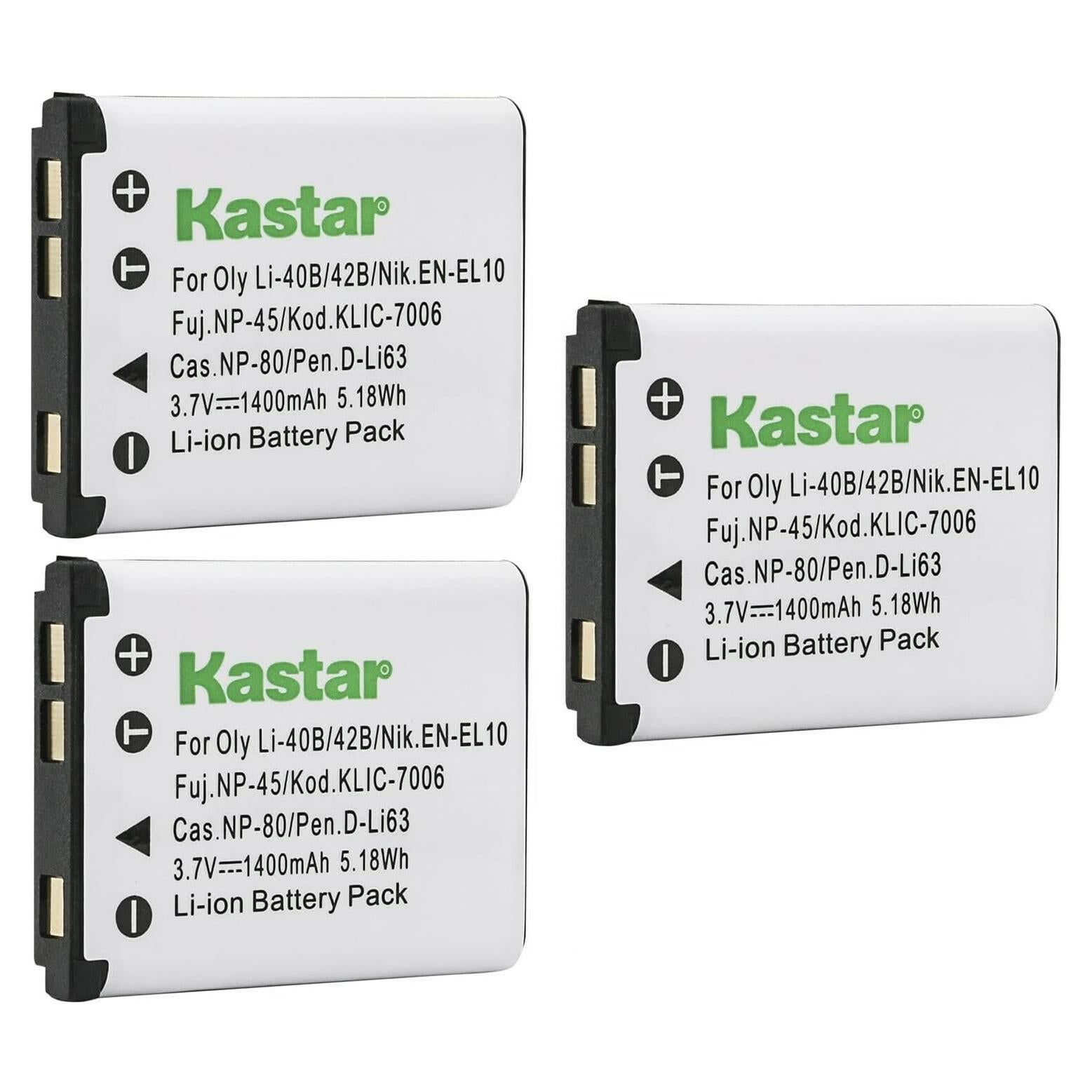 Batería Kastar D-Li63 3 Paquetes para Cámaras Pentax