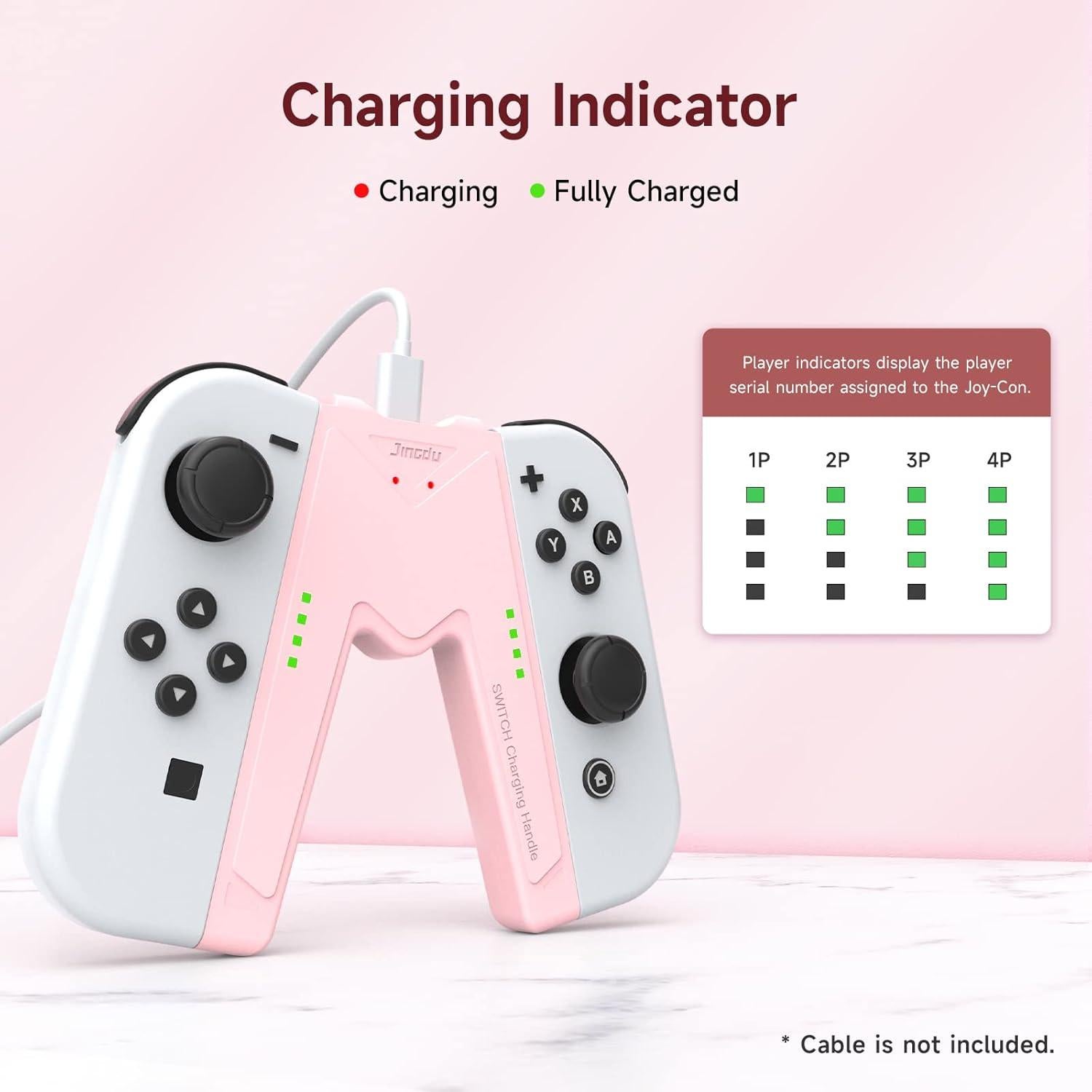 Grip de Carga JINGDU para Joy-Con Nintendo Switch Rosa