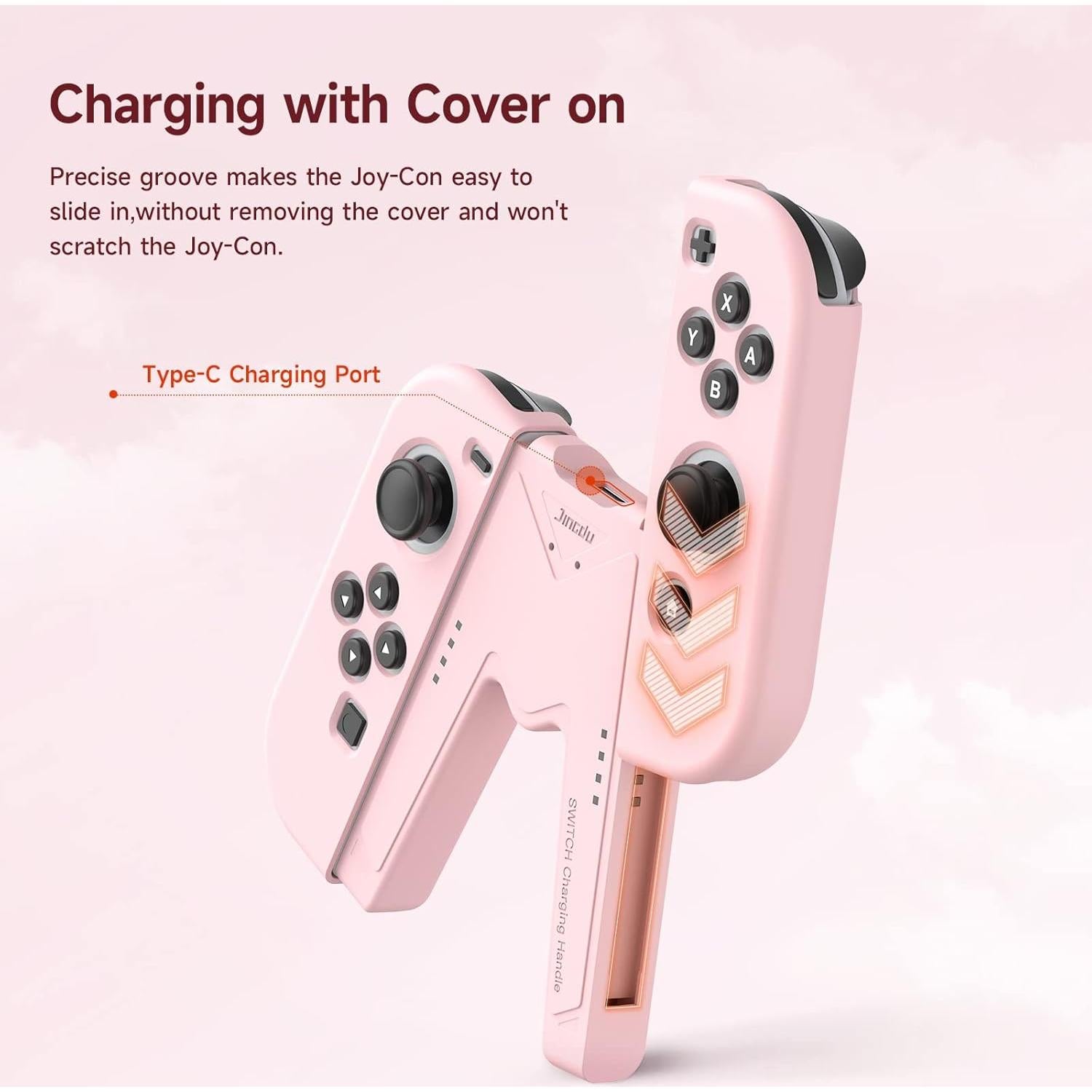 Grip de Carga JINGDU para Joy-Con Nintendo Switch Rosa
