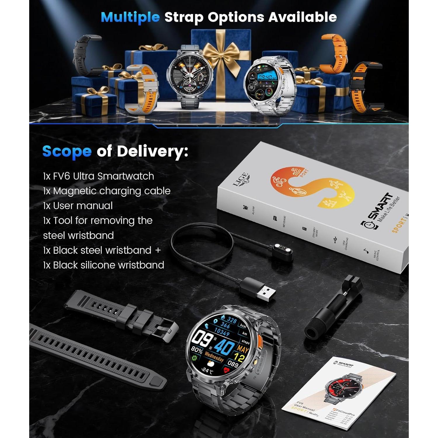 Reloj Inteligente LIGE FV6-C2-US 1.85" HD Batería 730mAh