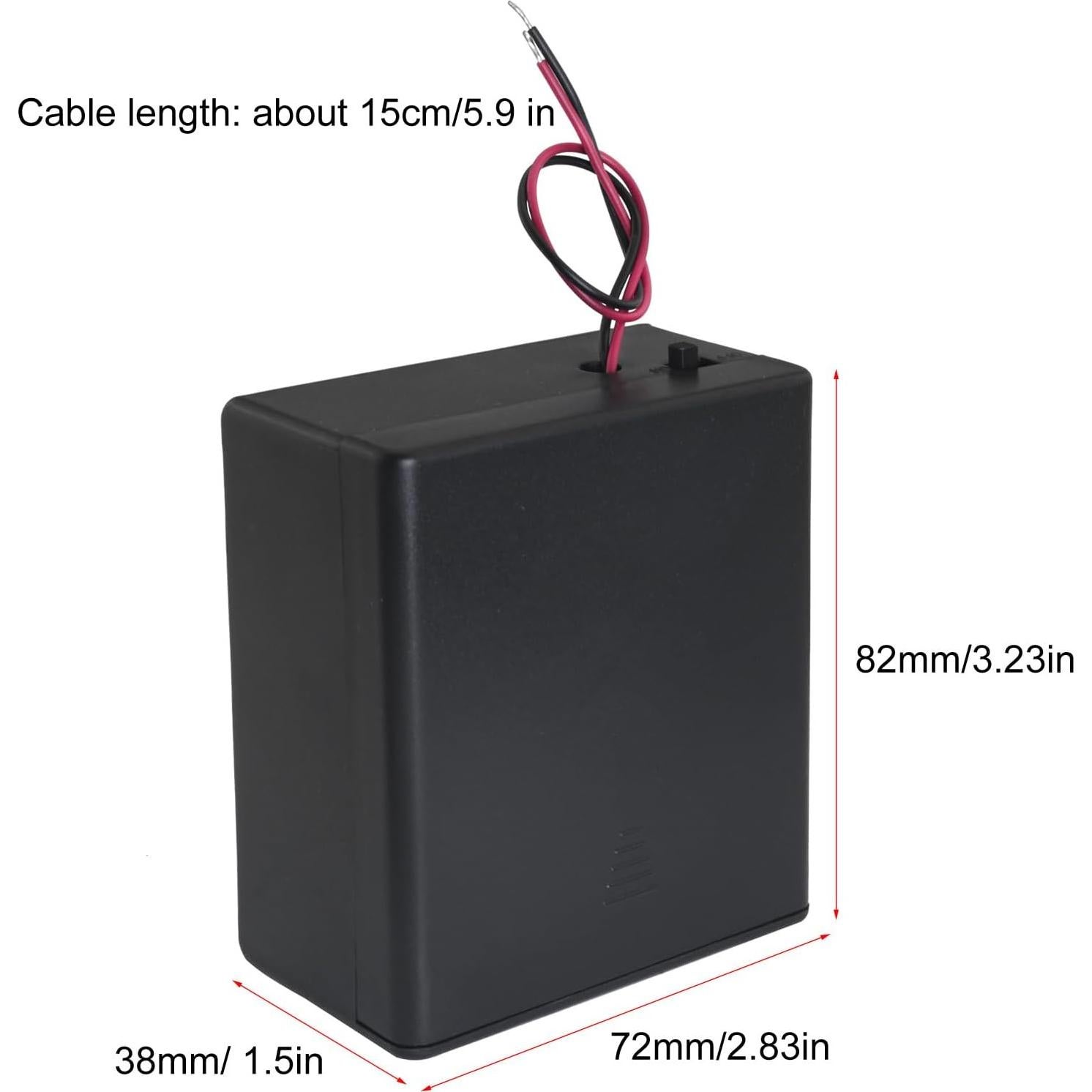 Soporte de Batería D LUORNG para 2 Celdas 1.5V con Interruptor