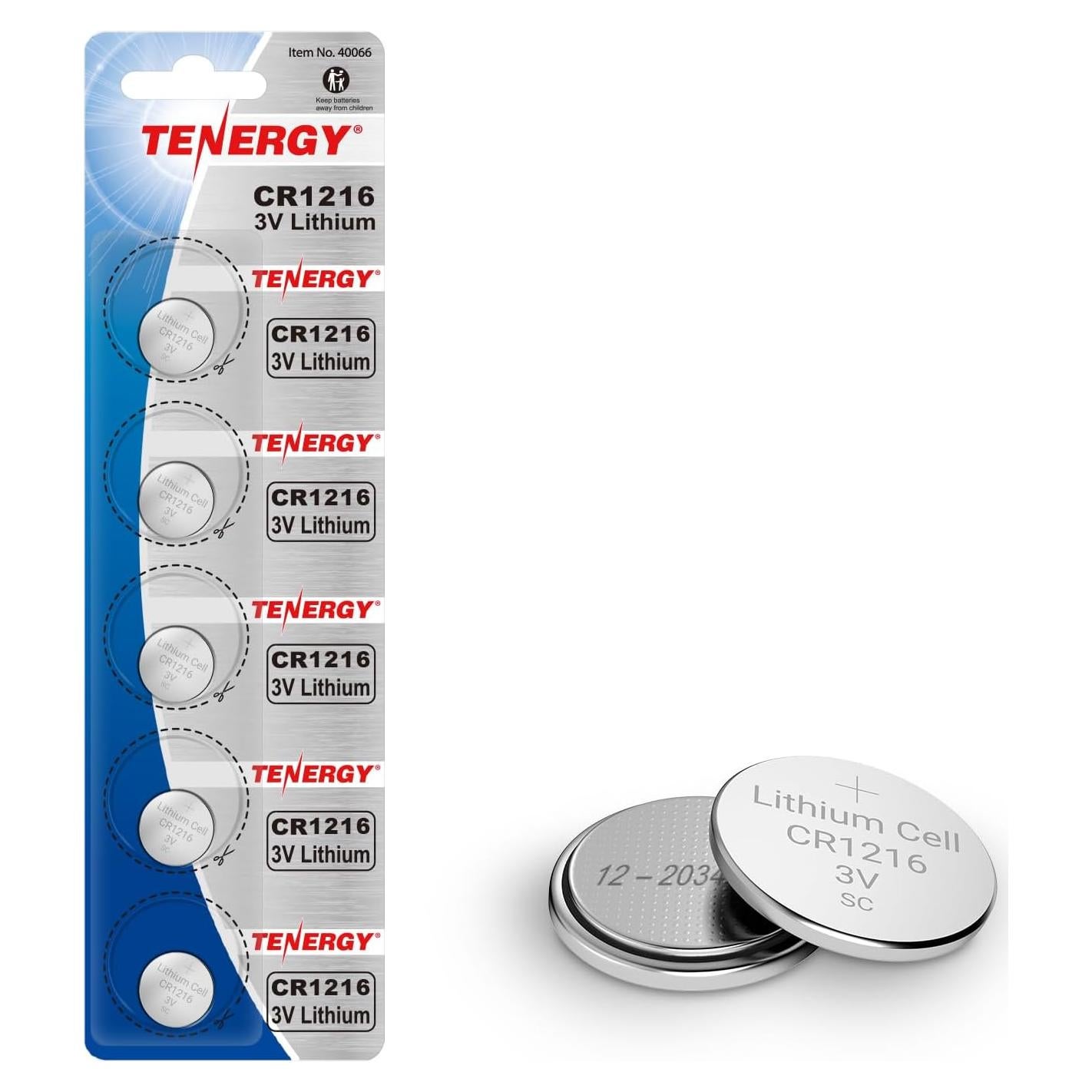 Batería de botón Tenergy CR1216 3V - 5 unidades para relojes