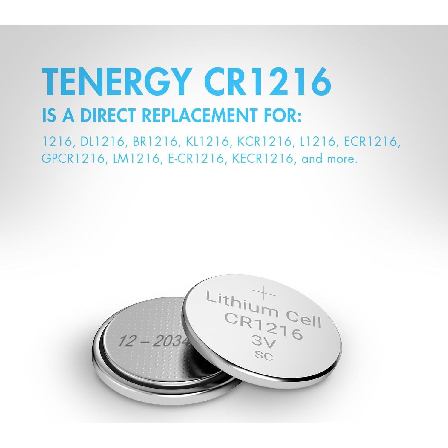Batería de botón Tenergy CR1216 3V - 5 unidades para relojes
