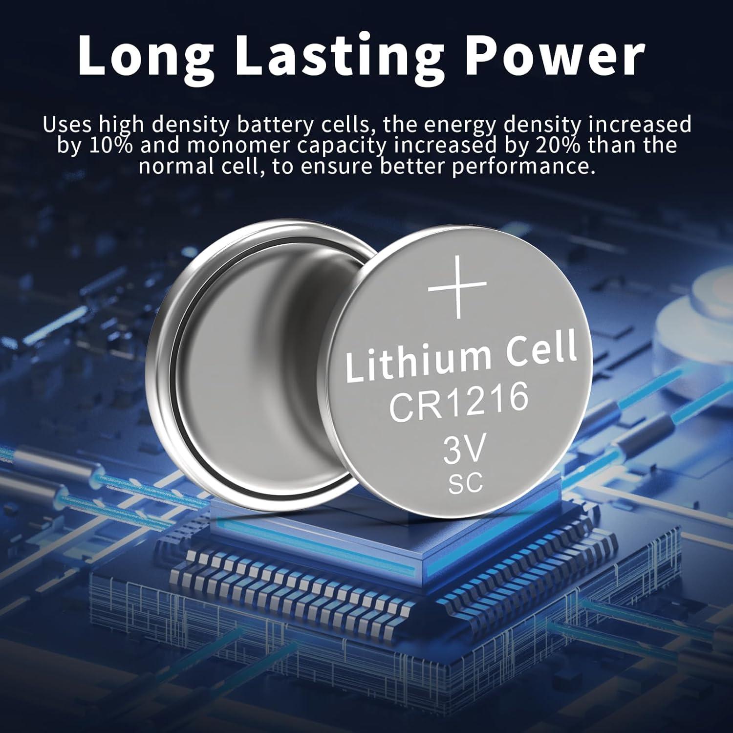 Paquete de 10 Baterías CR1216 PKCELL 3V de Litio