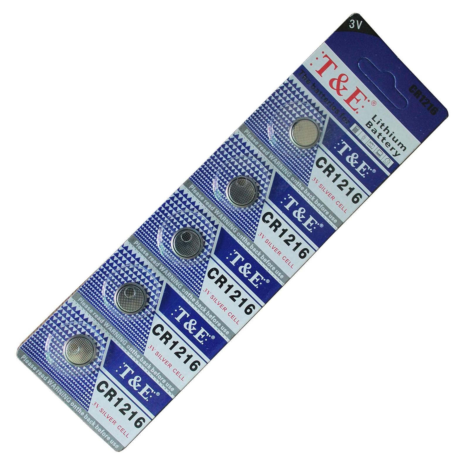 Baterías de Litio T&E CR1216 3V - Paquete de 5 Unidades
