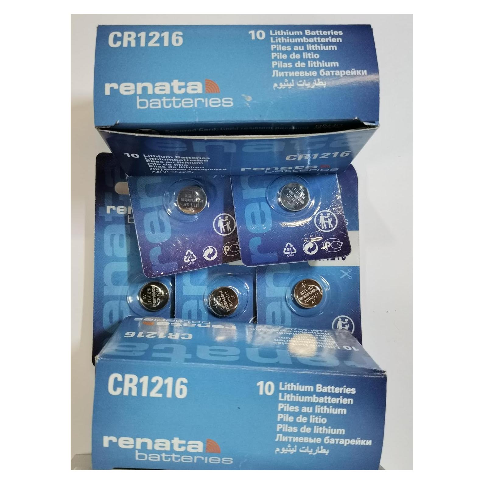Batería de moneda de litio Renata CR1216 3V - Paquete de 25
