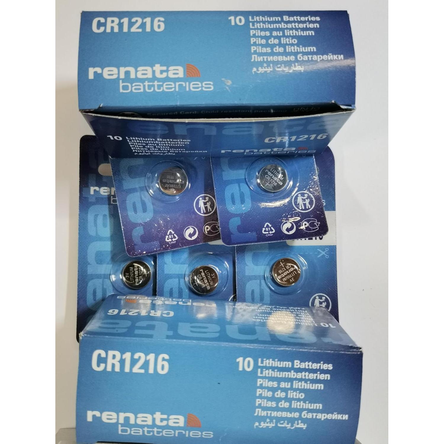 Batería de moneda de litio Renata CR1216 3V - Paquete de 25