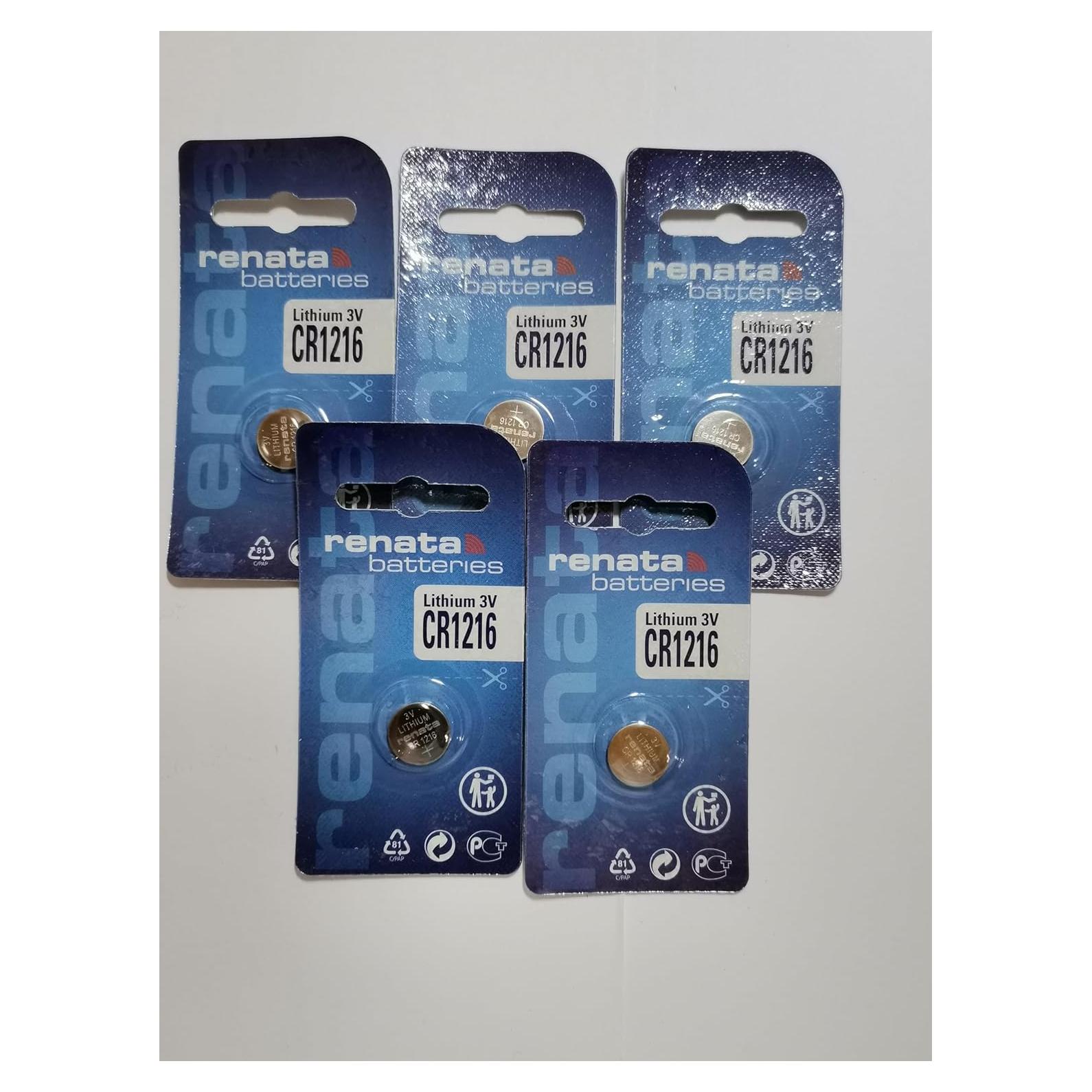 Baterías de Litio Renata CR1216 - 3V - 5 Unidades