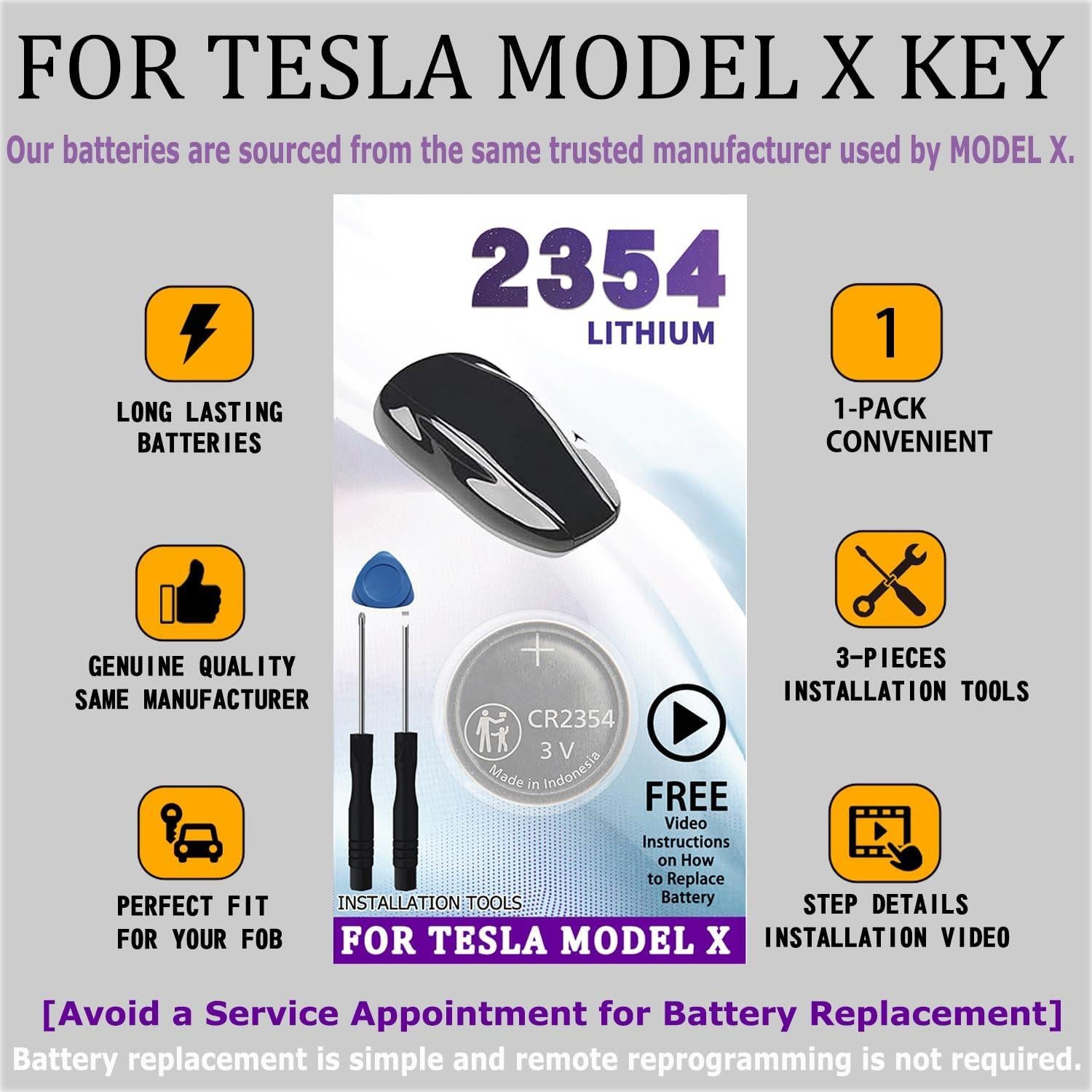 Batería CR2354 para Llave Inteligente Tesla Modelo X y X Plaid