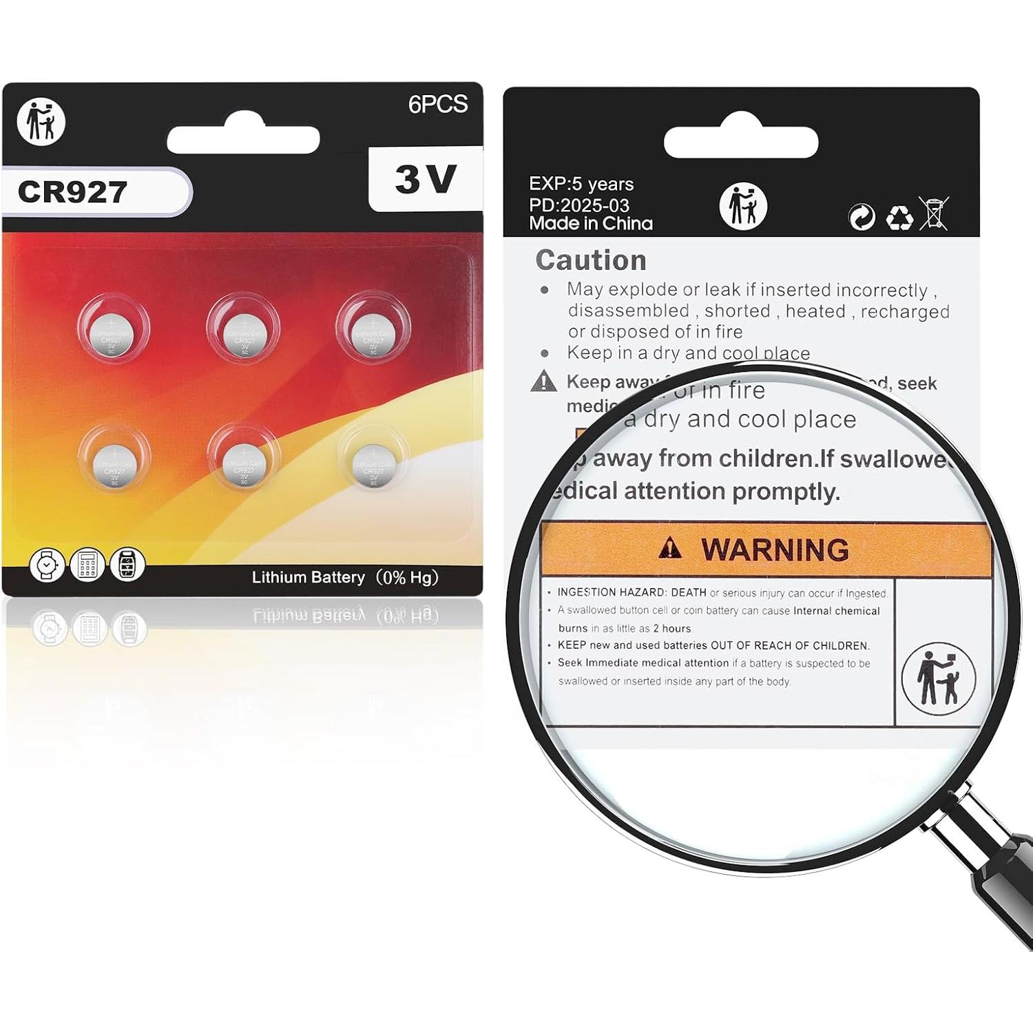 Baterías de Litio CR927 3V JOXIYECLTL - Paquete de 6