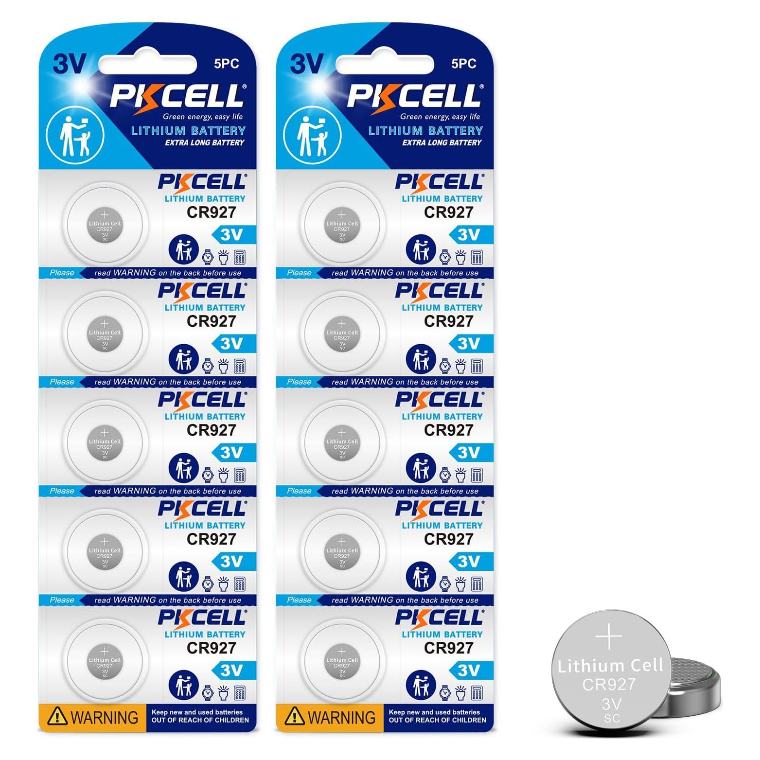 Baterías de Litio CR927 3V PKCELL - Paquete de 10 Unidades