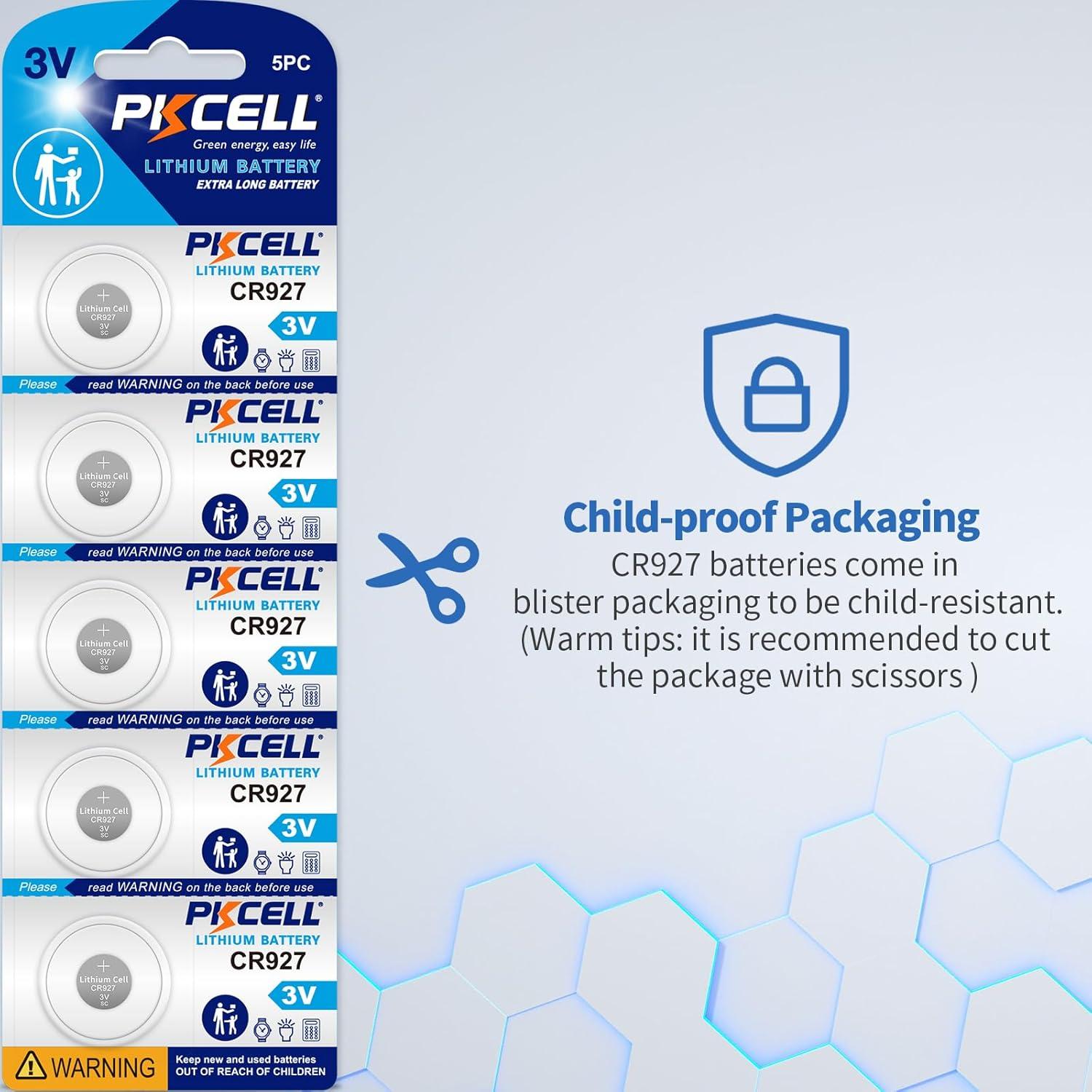 Baterías de Litio CR927 3V PKCELL - Paquete de 10 Unidades