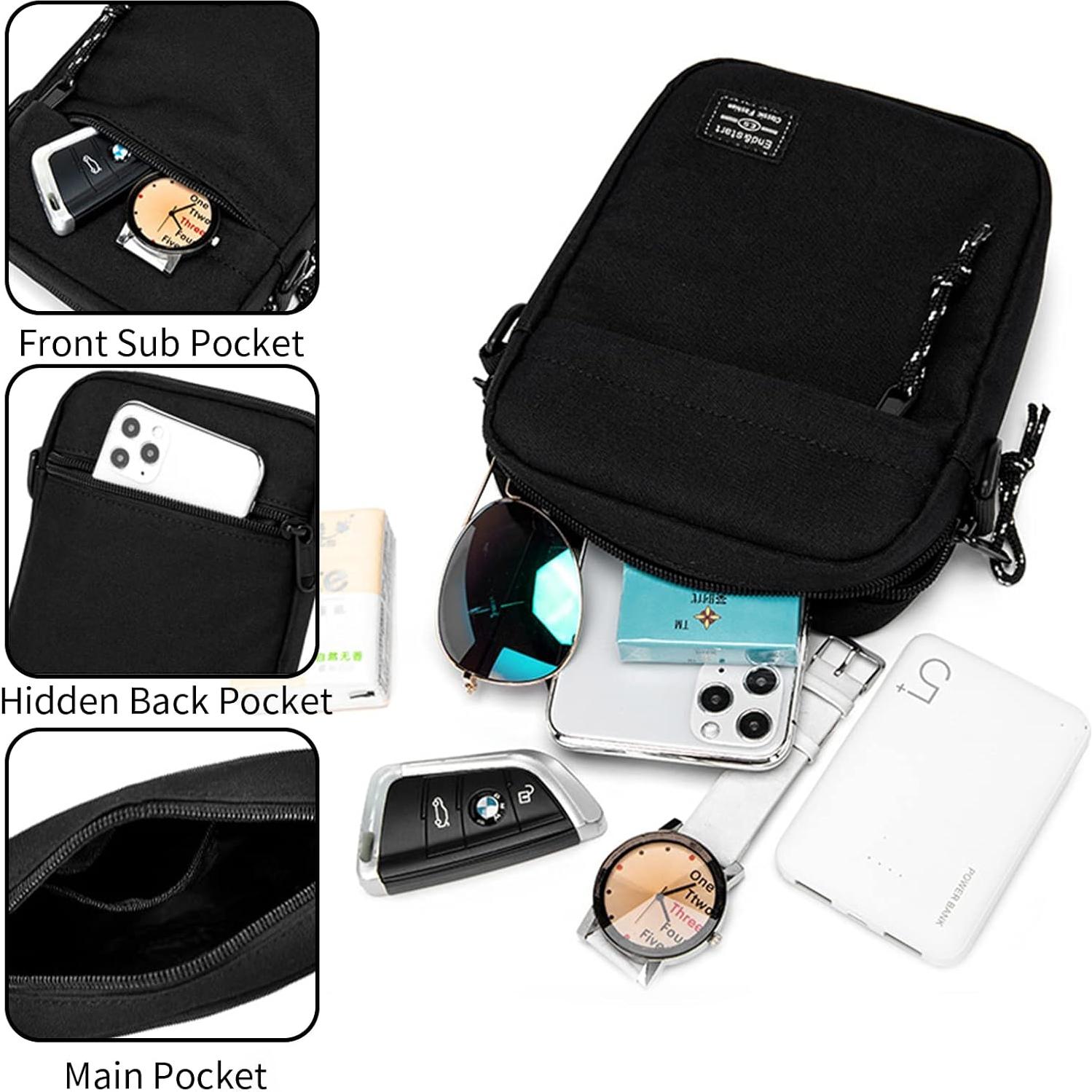 Bolso Cruzado Vaupan Mini Negro Resistente al Agua 19x13.5 cm