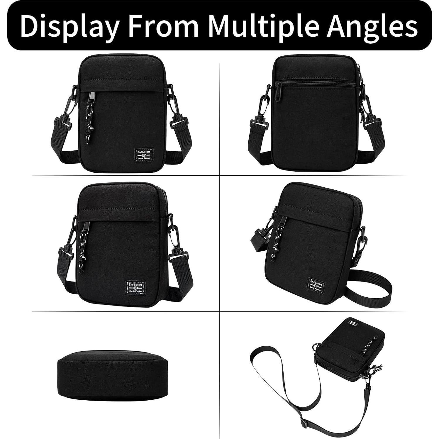 Bolso Cruzado Vaupan Mini Negro Resistente al Agua 19x13.5 cm