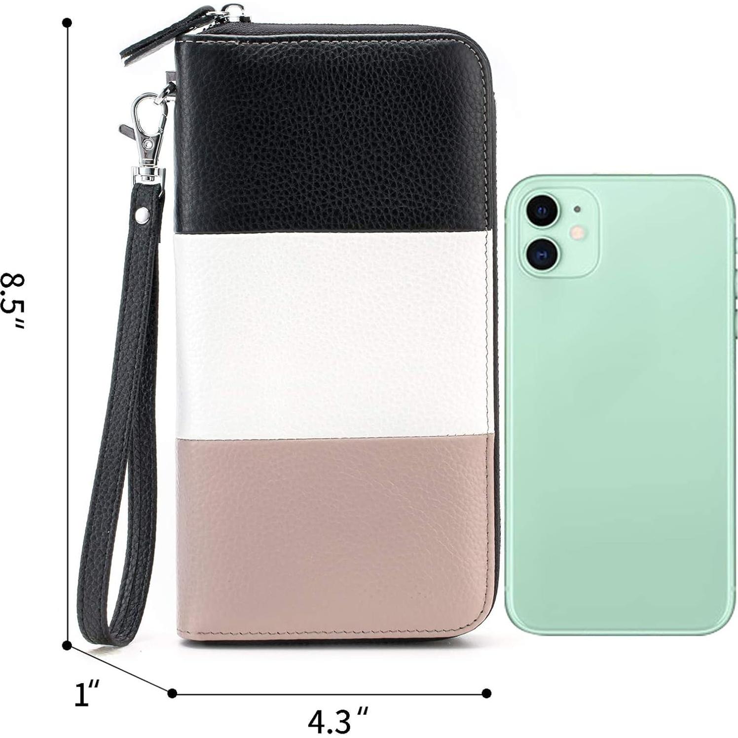 Cartera de Cuero Genuino Moflycom con Bloqueo RFID 21.6x10.9cm