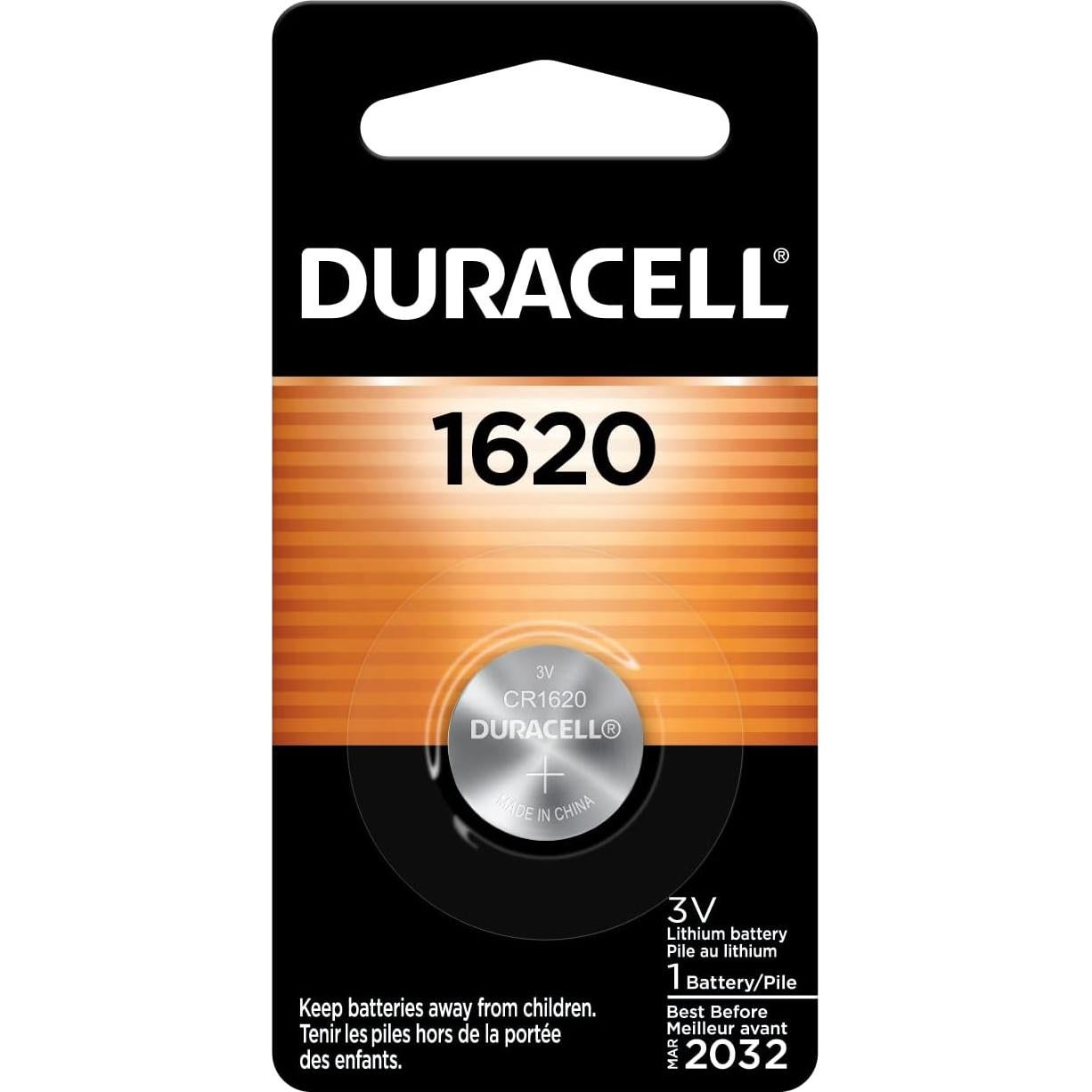 Batería de Litio Duracell 1620 3V - Paquete de 1 para Relojes y Dispositivos