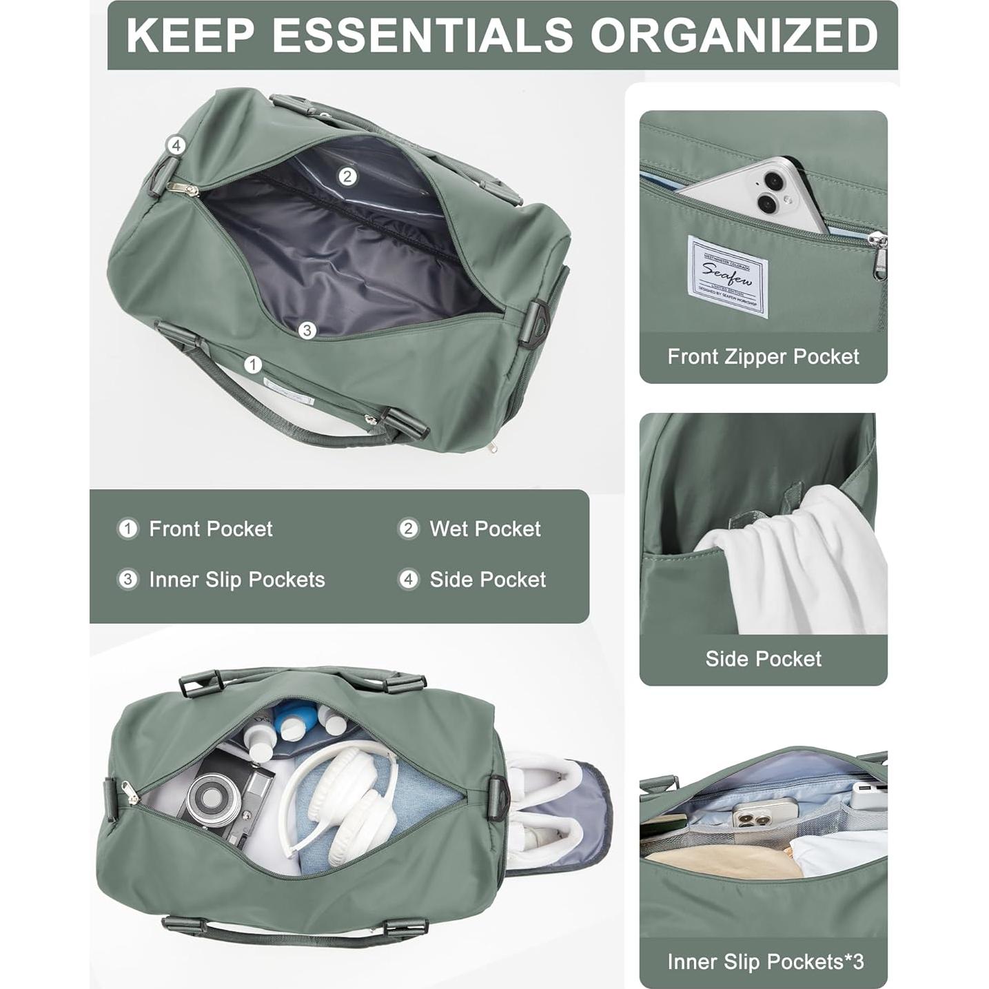 Bolsa de Gimnasio para Mujeres A21 Verde Oscuro 30x19x45cm