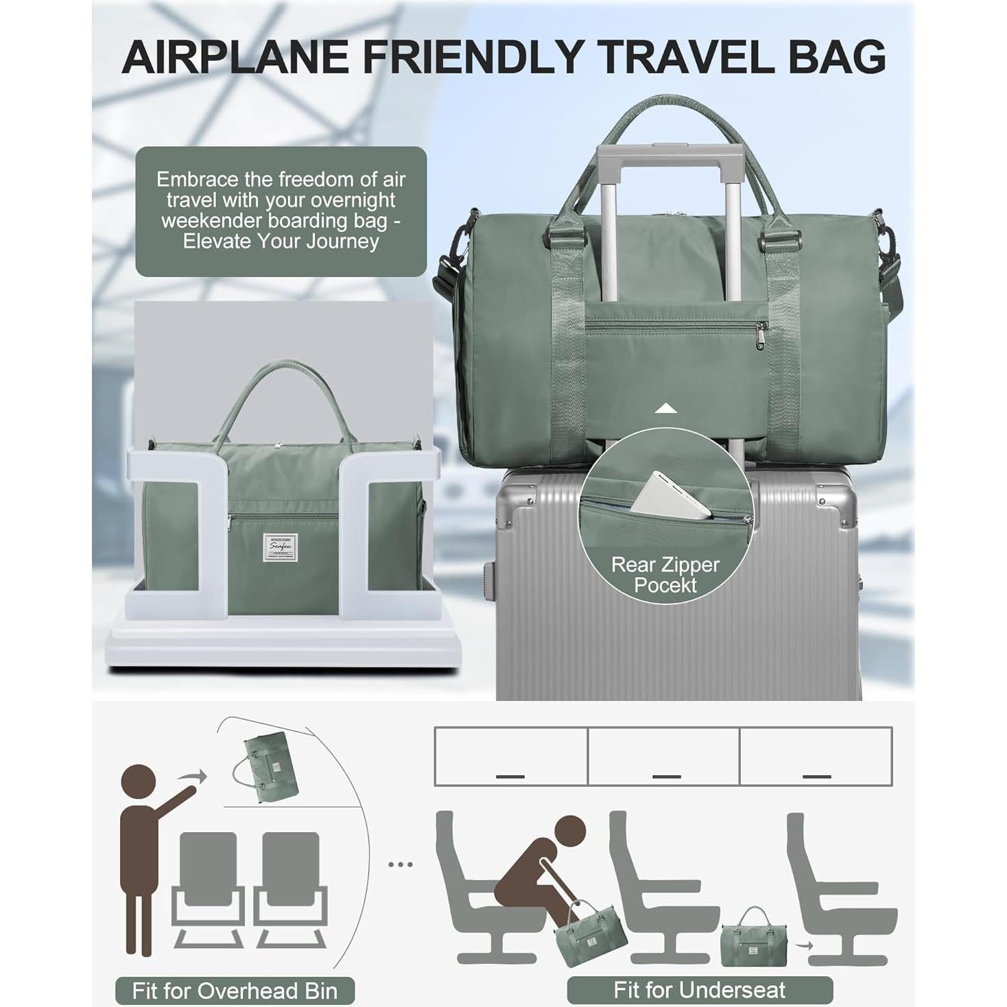 Bolsa de Gimnasio para Mujeres A21 Verde Oscuro 30x19x45cm