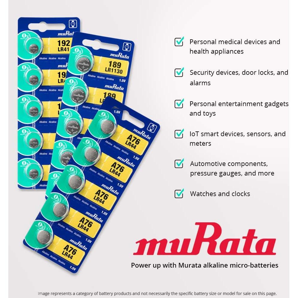 Batería Alcalina Murata LR1120 AG8 1.5V - 5 Unidades