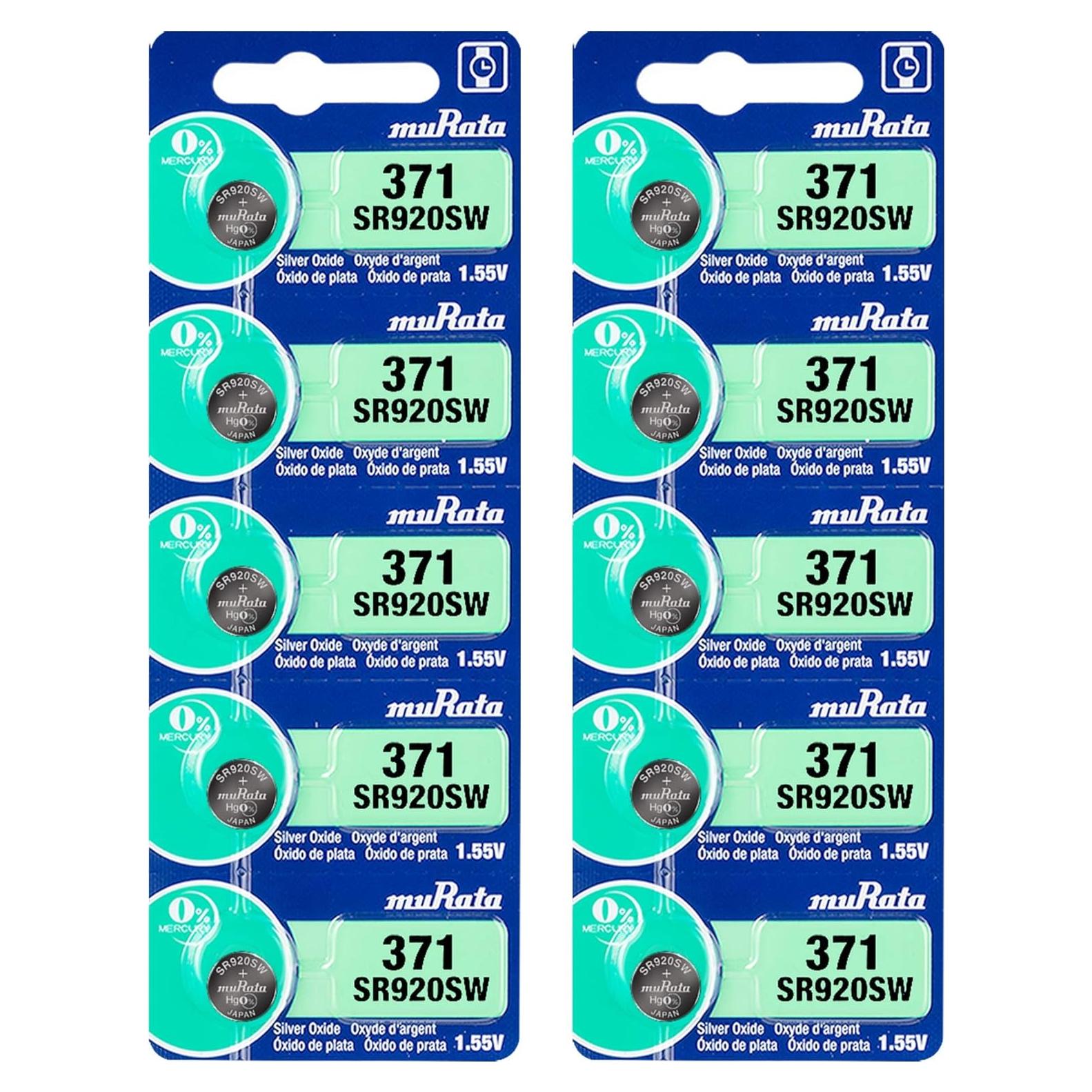 Batería de Óxido de Plata Murata 371 SR920SW 1.55V (10 Unidades)