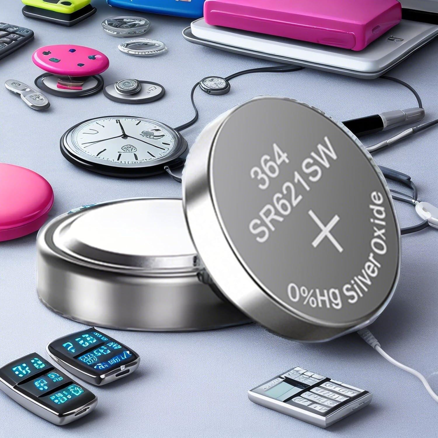 Batería de Reloj 364 SR621SW AG1 25 Unidades 1.55V Plata