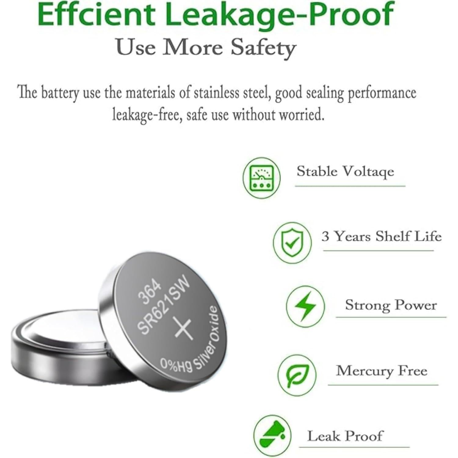 Batería de Reloj 364 SR621SW AG1 25 Unidades 1.55V Plata